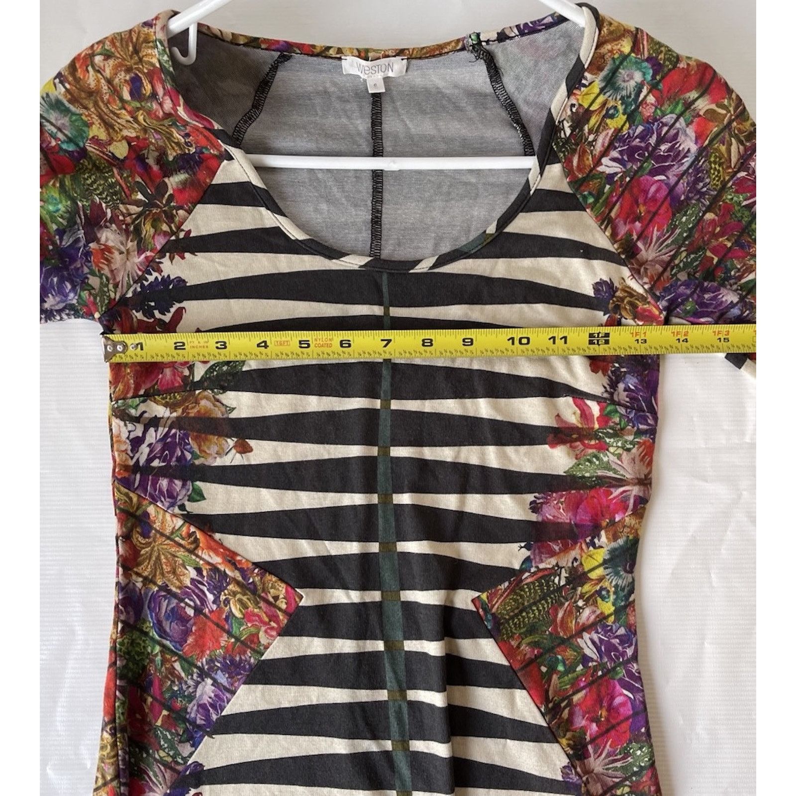 Anthropologie Weston Anthropologie Striped Floral Dress Small USA Made Size S / US 4 / IT 40 - 6 Thumbnail