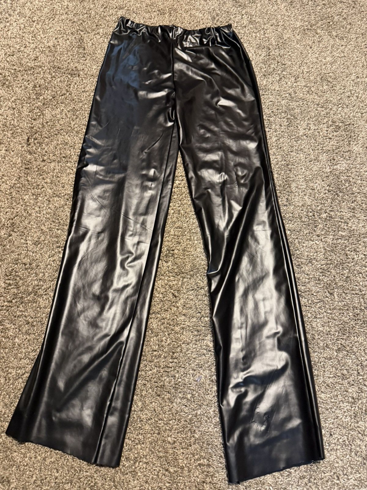 Other Handmade Black Faux Leather Straight-Leg Pants Size US 32 / EU 48 - 1 Thumbnail
