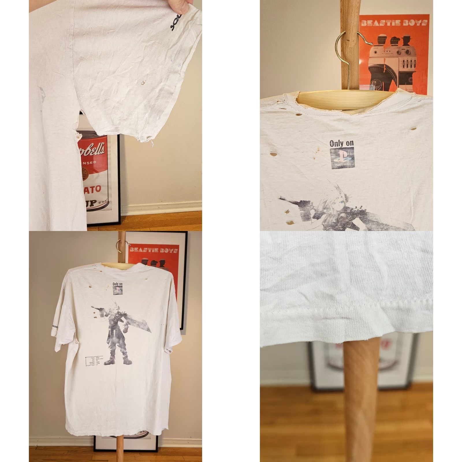 Vintage VINTAGE FINAL FANTASY 7 PLAYSTATION 1 TRASHED DISTRESSED WHITE T-SHIRT XL Shirt Men XL White 90s FF7 PS1 Distressed Tee Size US XL / EU 56 / 4 - 9 Thumbnail