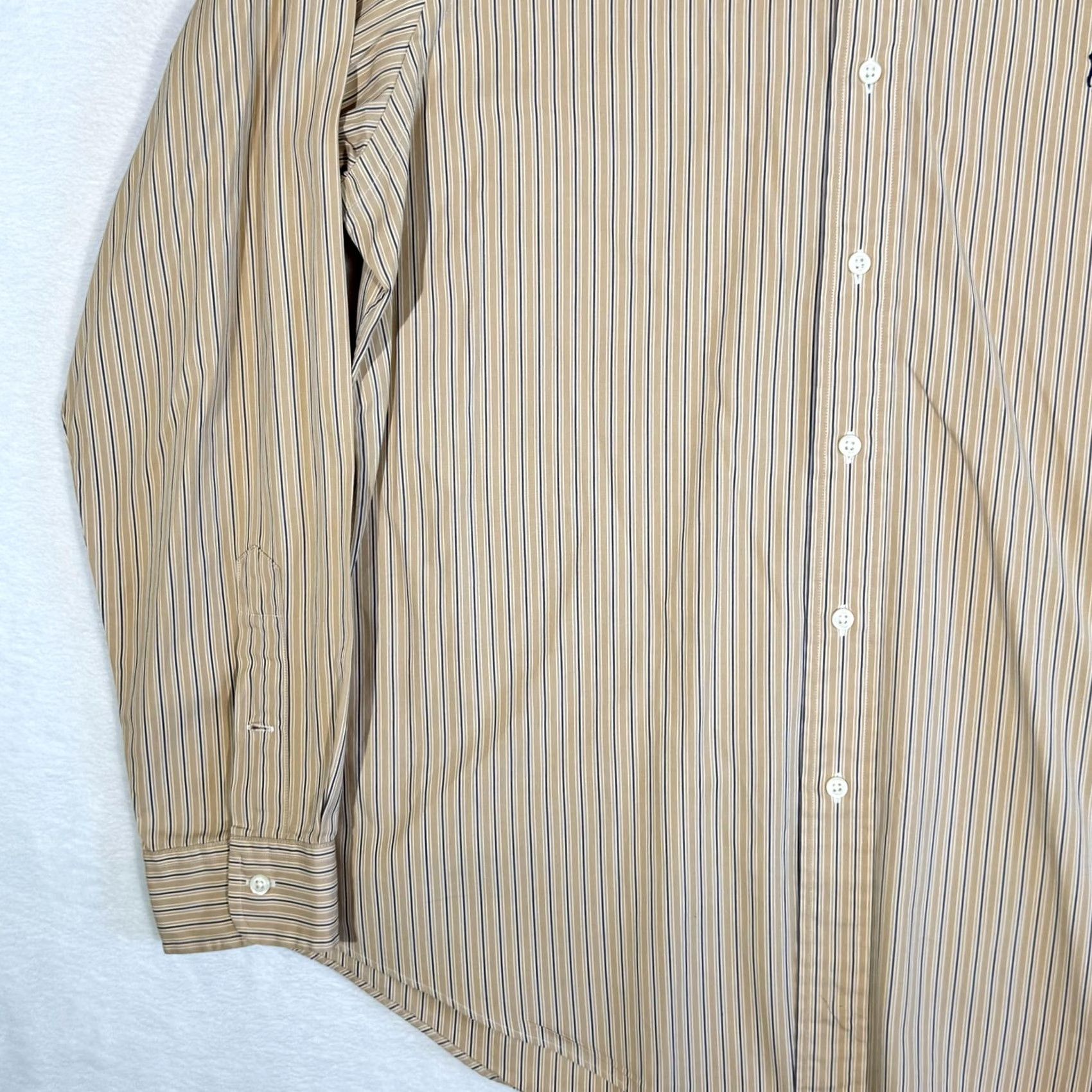 Ralph Lauren Ralph Lauren Shirt Mens Large Tan Striped Button-Up Long Sleeve Custom Fit Size US L / EU 52-54 / 3 - 3 Thumbnail