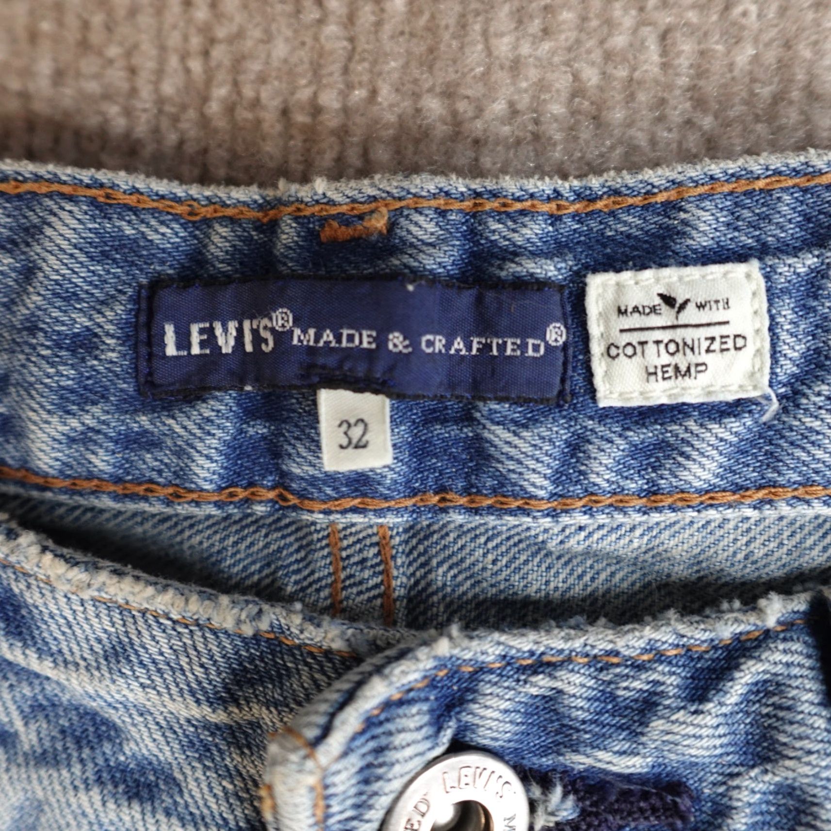 Levi's VINTAGE not Levi's Womens Jeans 32 Blue Wide Leg Cotton Hemp Raw Hem Made & Crafted Big E Size 24" / US 00 / IT 34 - 2 Thumbnail