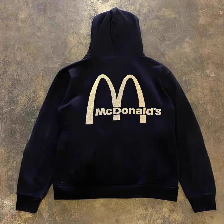Japanese Brand × Vintage Black American Street Retro McDonald's Print Loose Hoodie Size US L / EU 52-54 / 3 - 1 Thumbnail