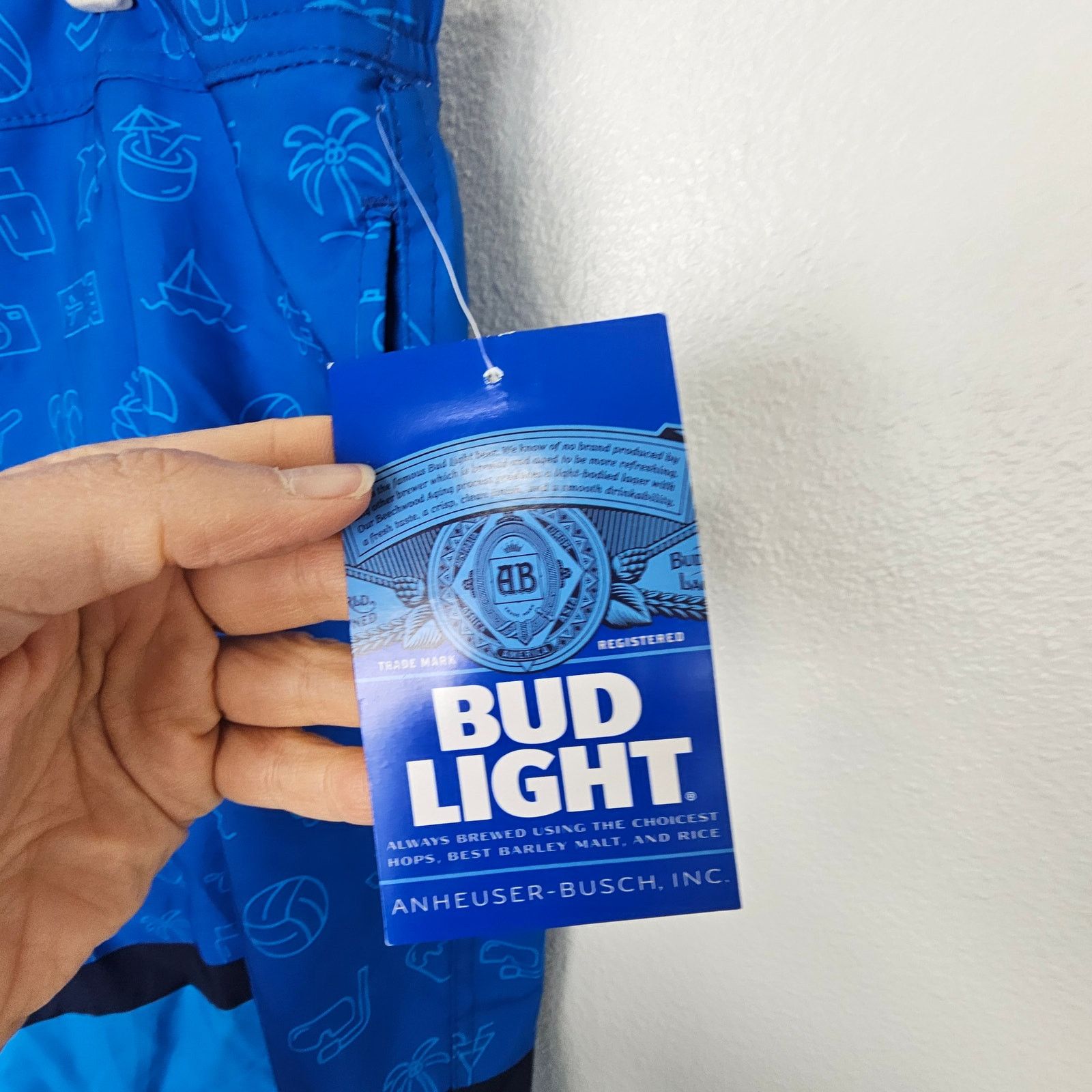 Budweiser NEW Bud Light Swim Trunks Blue Swim Shorts 2XL Size US 43 - 3 Thumbnail