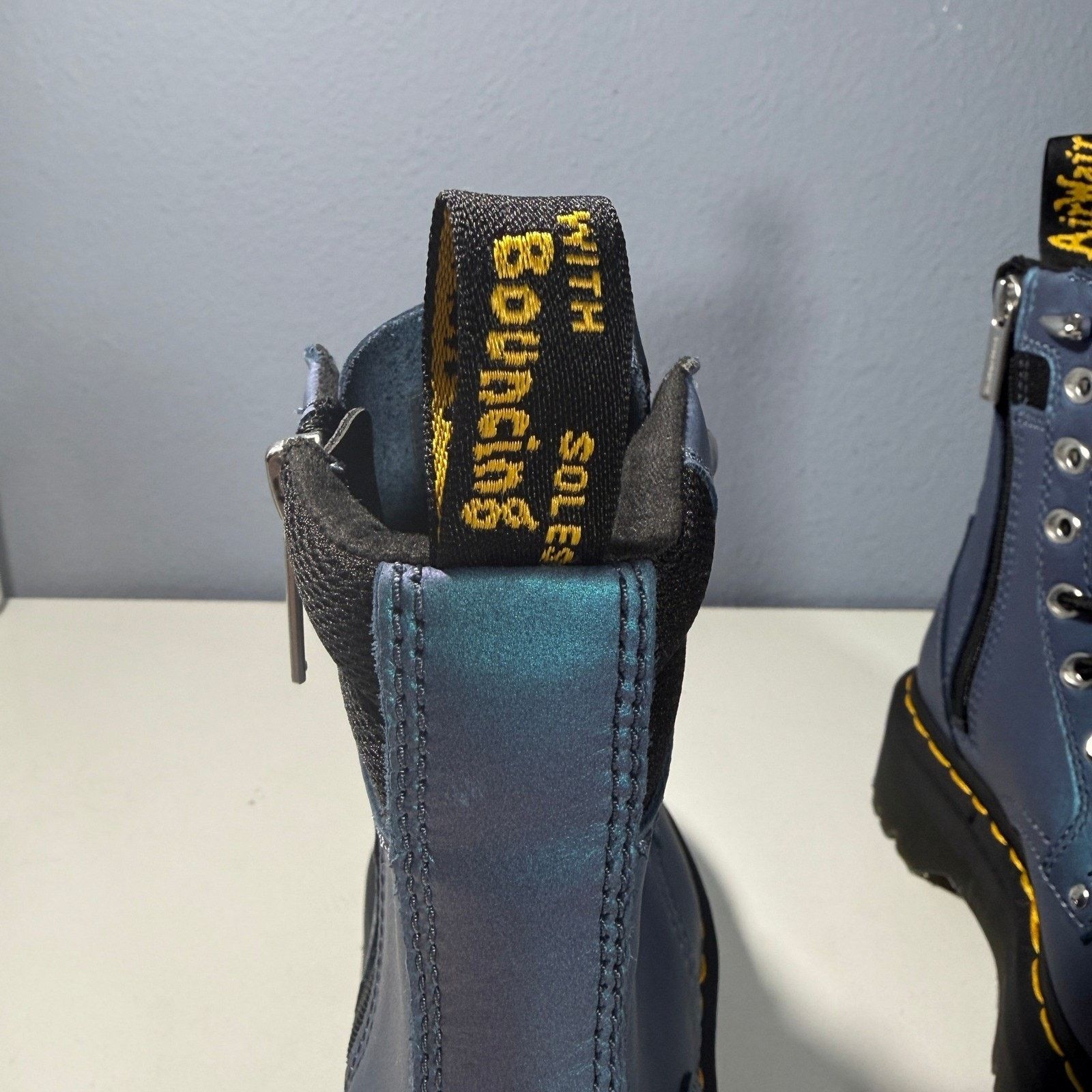 Dr. Martens Dr. Martens Jadon HDW II Iridescent Blue Platform Boots Size US 5 / IT 35 - 12 Thumbnail
