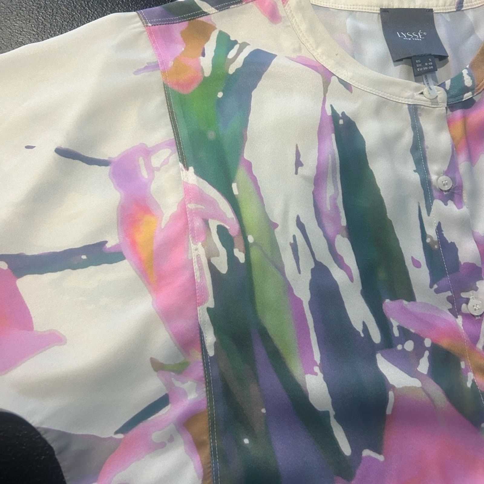 Other Lyssé Viviana Satin Blouse Top Jazzy Floral Watercolor S Size S / US 4 / IT 40 - 7 Thumbnail