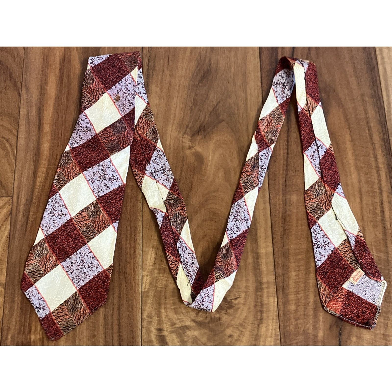 Handmade 1930s Necktie Checkered Swing Tie Art Deco Single Stitch Size ONE SIZE - 16 Thumbnail