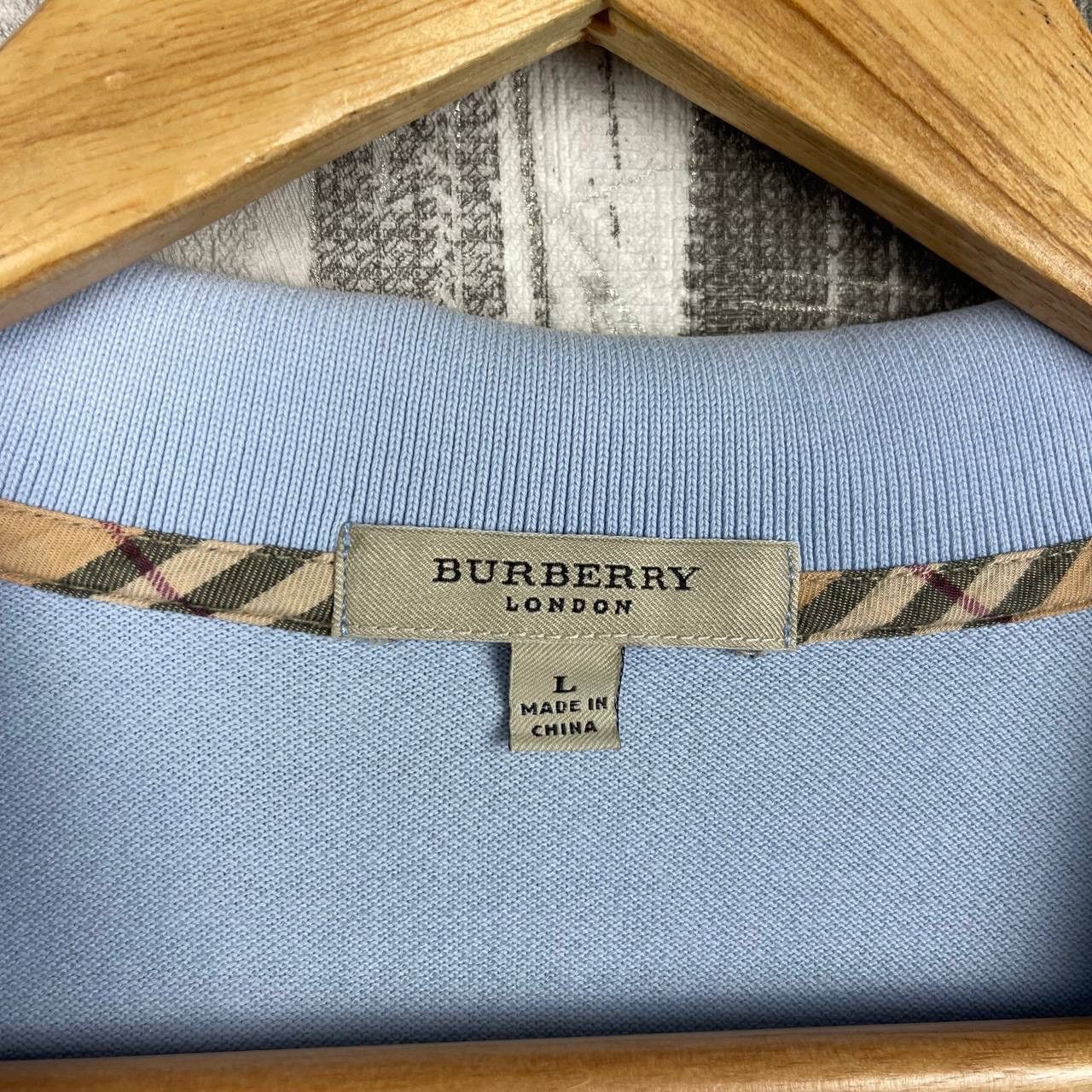 Burberry Burberry London Light Blue Polo Shirt Nova Check Collar L Size US L / EU 52-54 / 3 - 5 Thumbnail