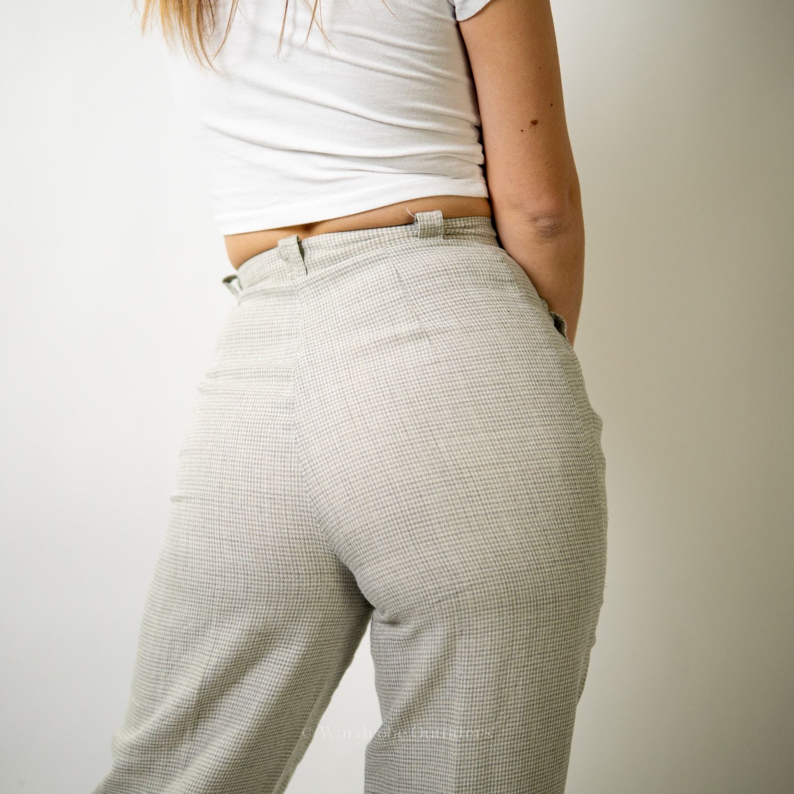 Guess Vtg 70s Georges Marciano Plaid Houndstooth Trouser Pants - 2 Size 26" / US 2 / IT 38 - 3 Thumbnail
