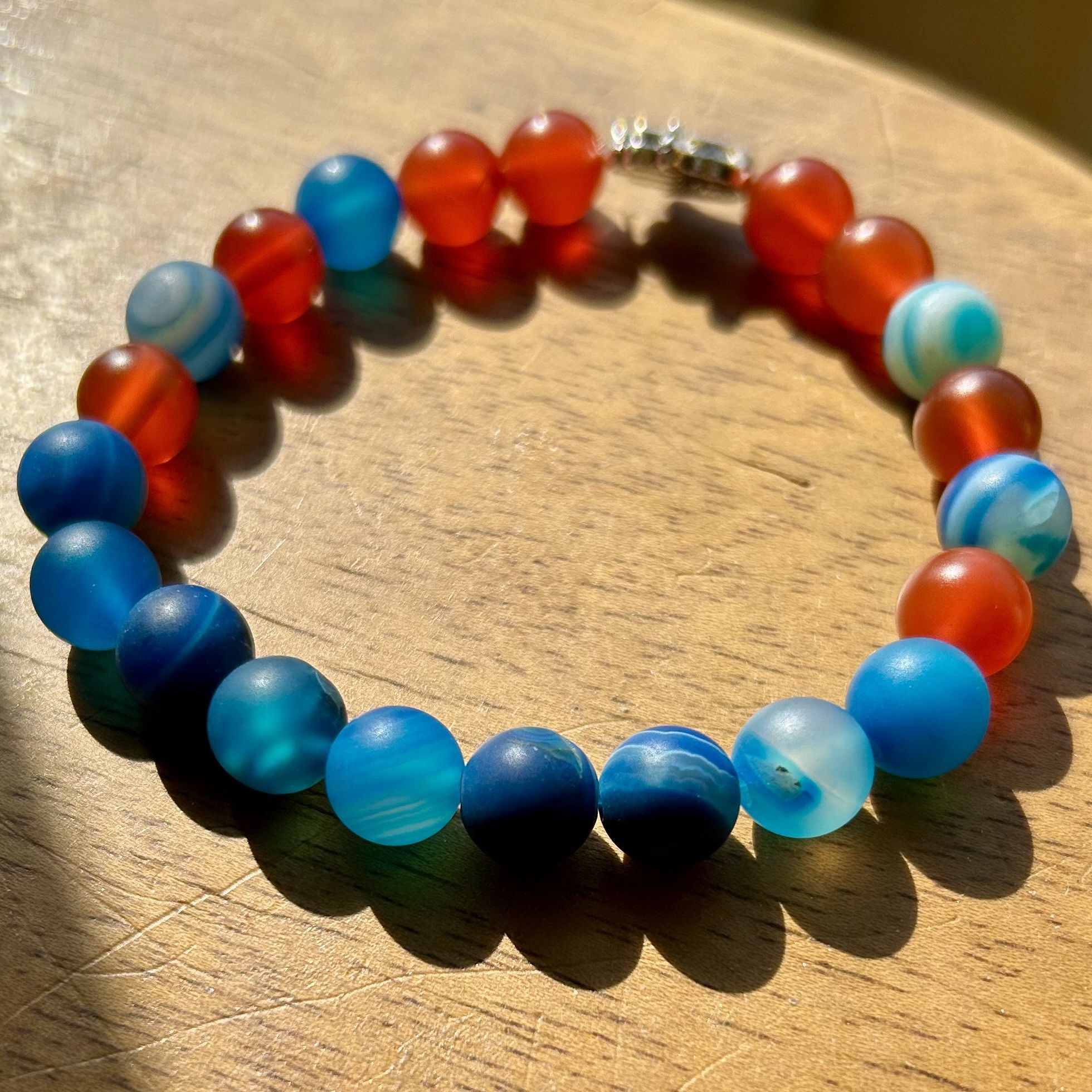 Jewelry Protection Natural Red Carnelian Sky Blue Line Agate Size ONE SIZE - 3 Thumbnail