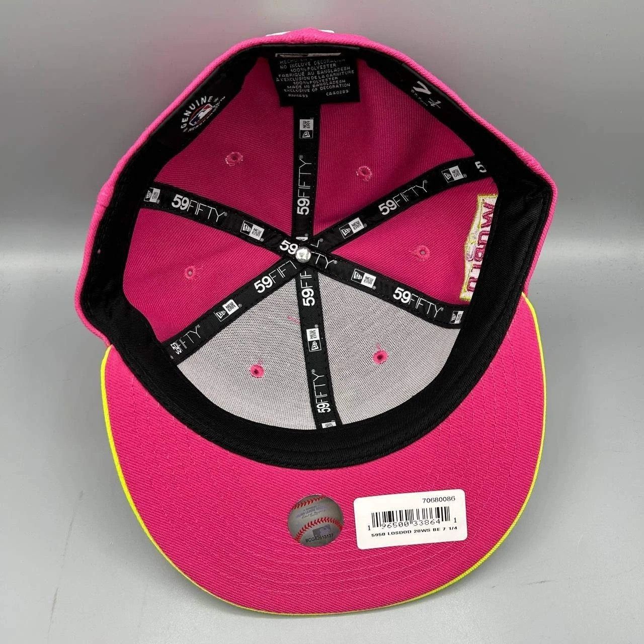 New Era Los Angeles LA Dodgers Hat Men 7 1/4 Pink Yellow Fitted Cap Size ONE SIZE - 3 Thumbnail