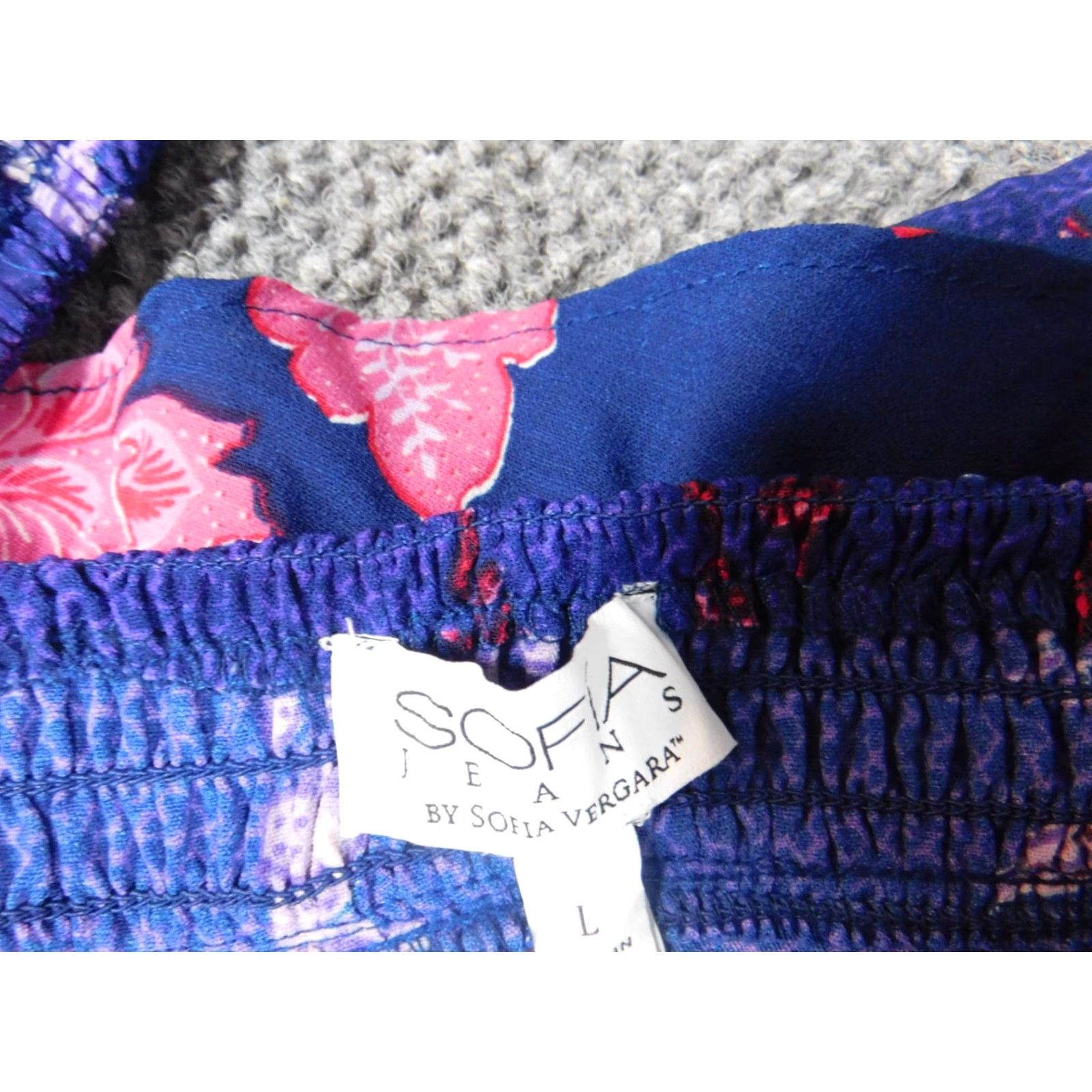 Vintage Sofia Blouse Womens Large Purple Floral Stretch Pullover Sleeveless Crew Neck Casual L Purple Regular Size L / US 10 / IT 46 - 7 Thumbnail