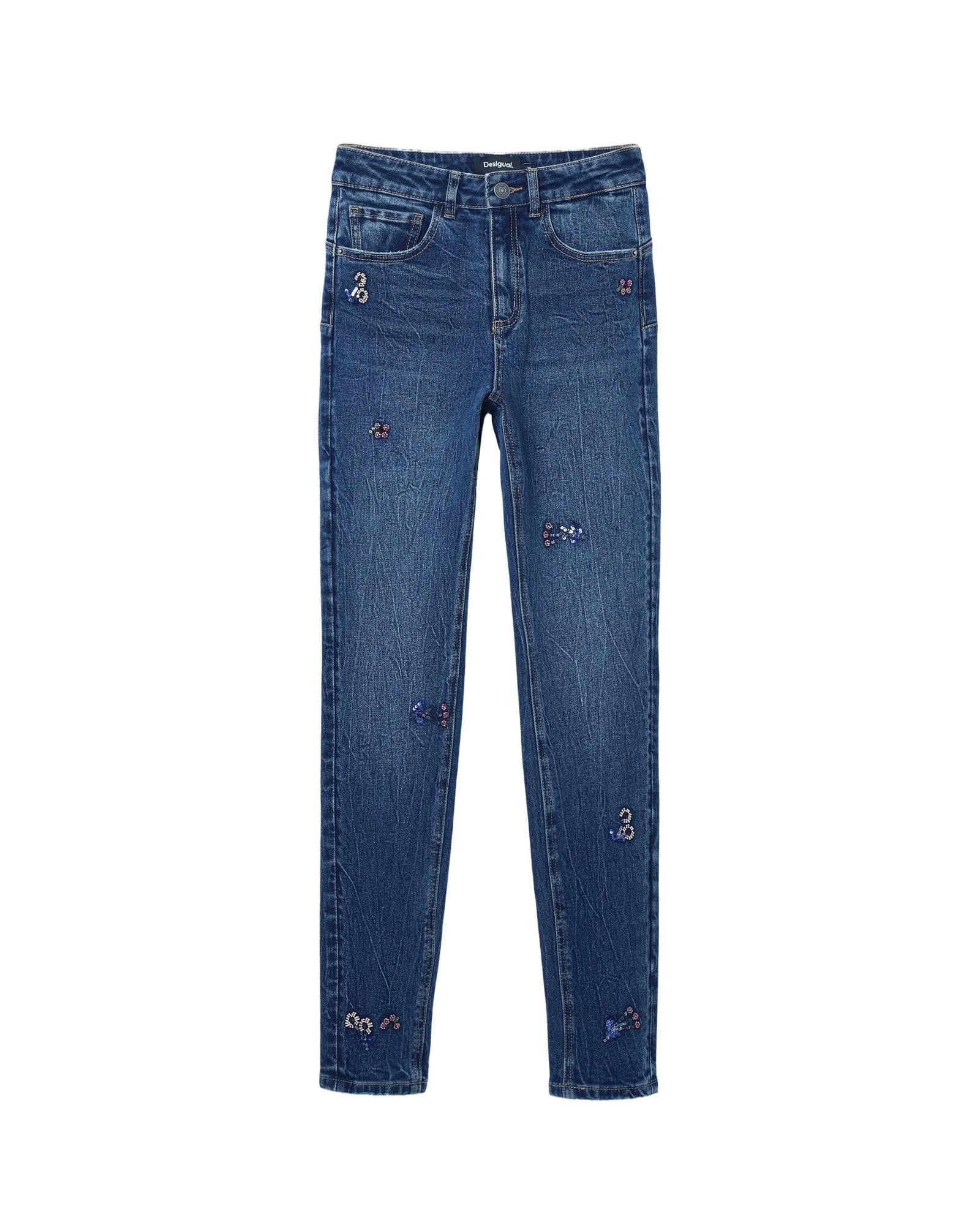 image of Desigual Sequin Embellished Jeans in Blue, Women's (Size 26)