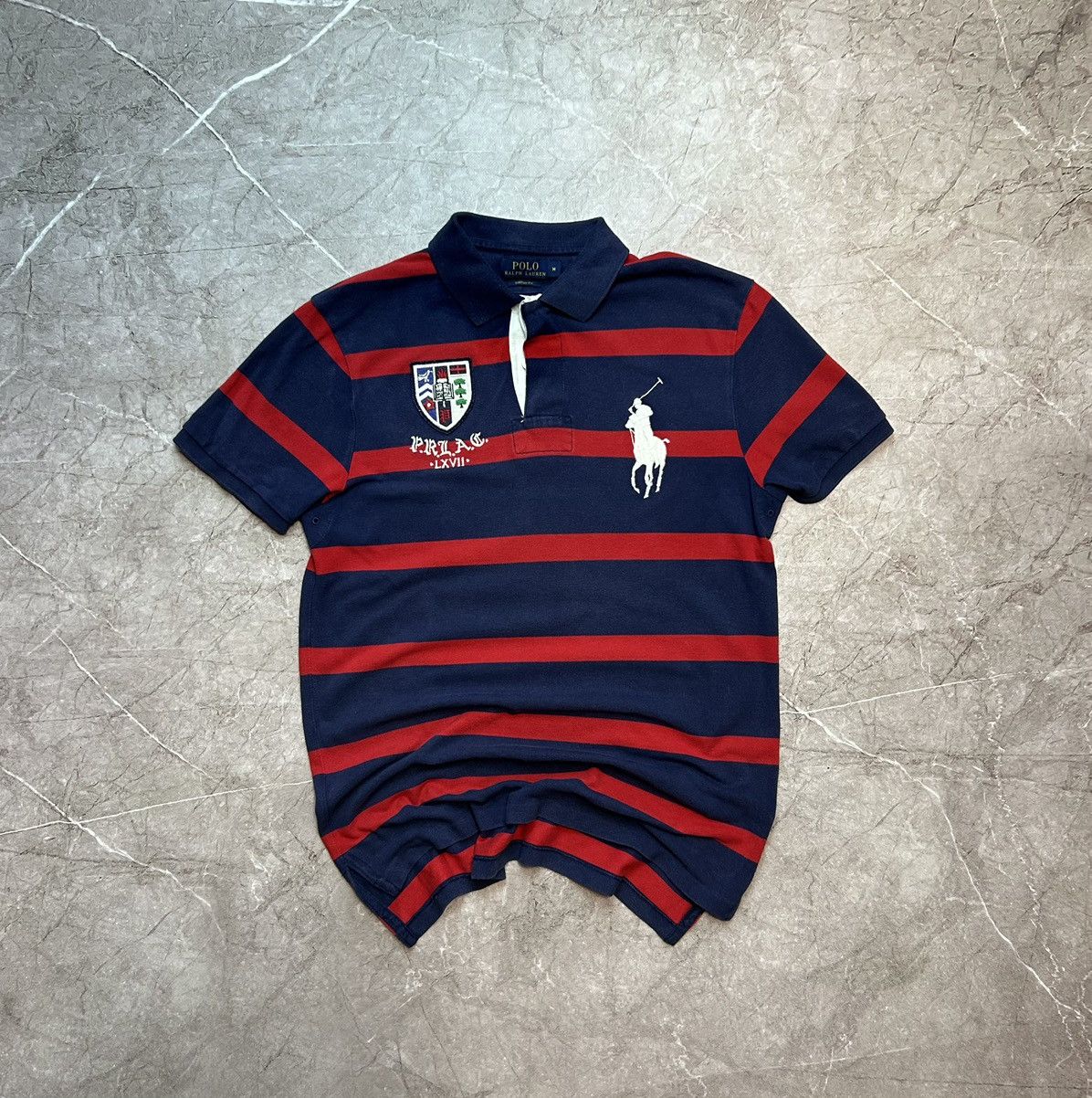Polo Ralph Lauren × Vintage Vintage Polo Ralph Lauren Rugby Striped Sweatshirt Baggy Size US M / EU 48-50 / 2 - 1 Thumbnail