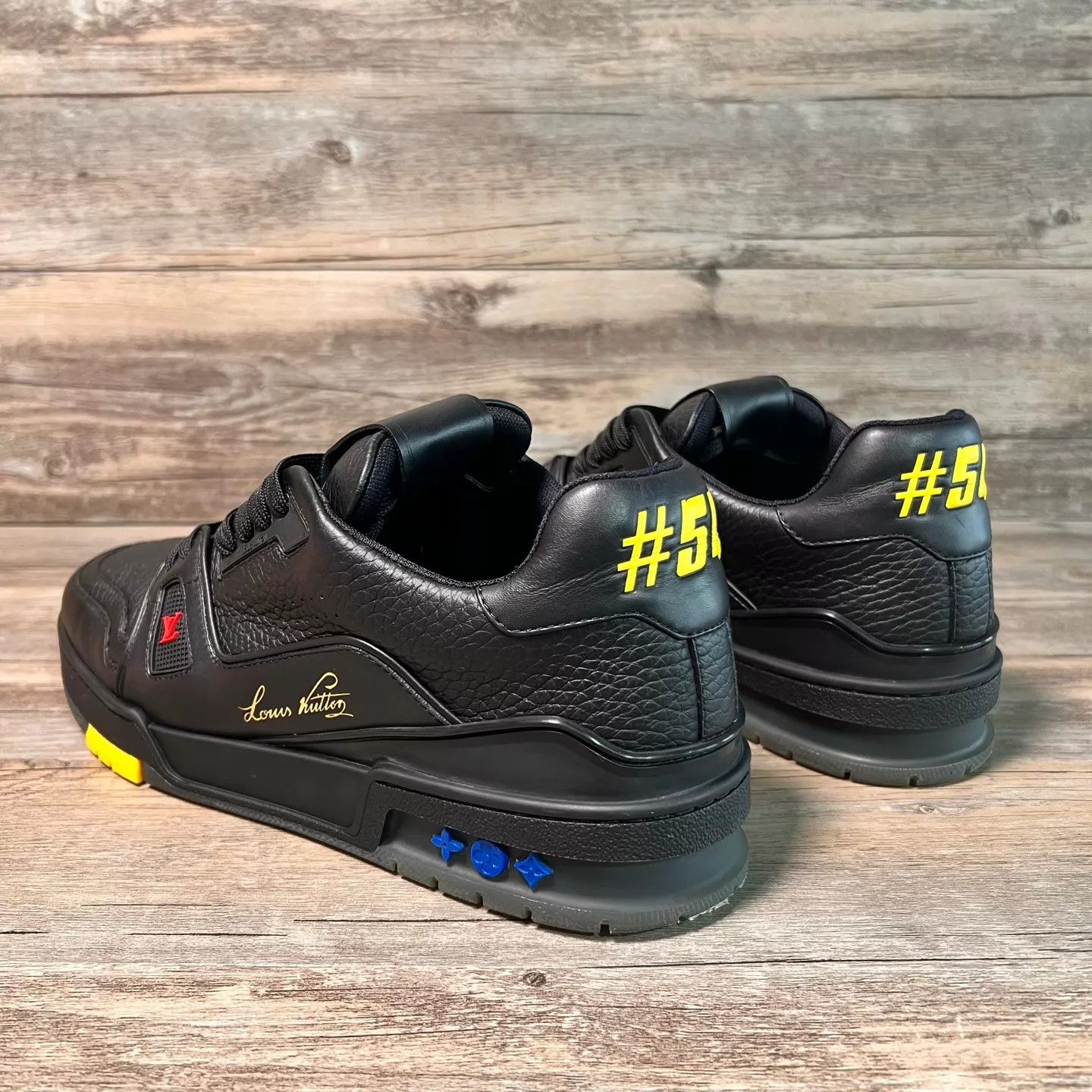 Louis Vuitton LV Trainer x Fall Guys Leather Mesh Black UK8 Size US 9 / EU 42 - 4 Thumbnail