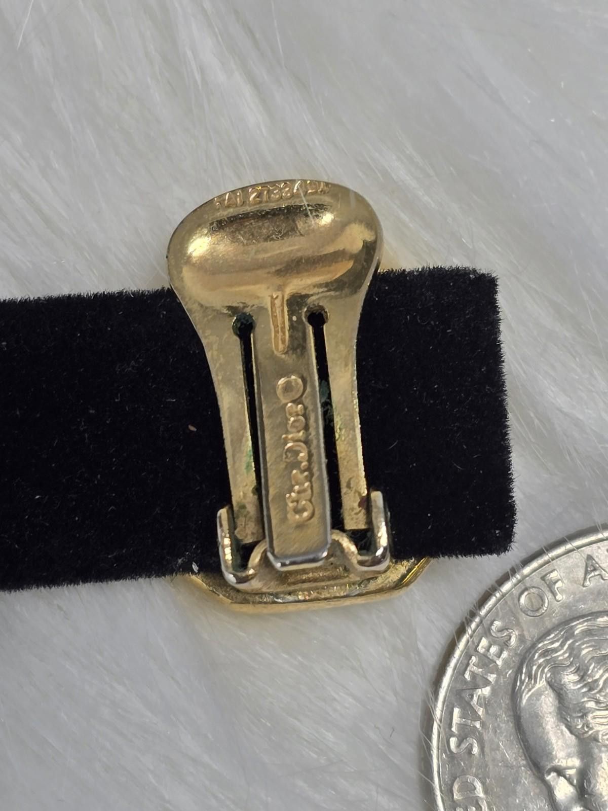 Dior Vintage Christian Dior Gold Blue Faux Stone Clip Earrings Size ONE SIZE - 5 Thumbnail