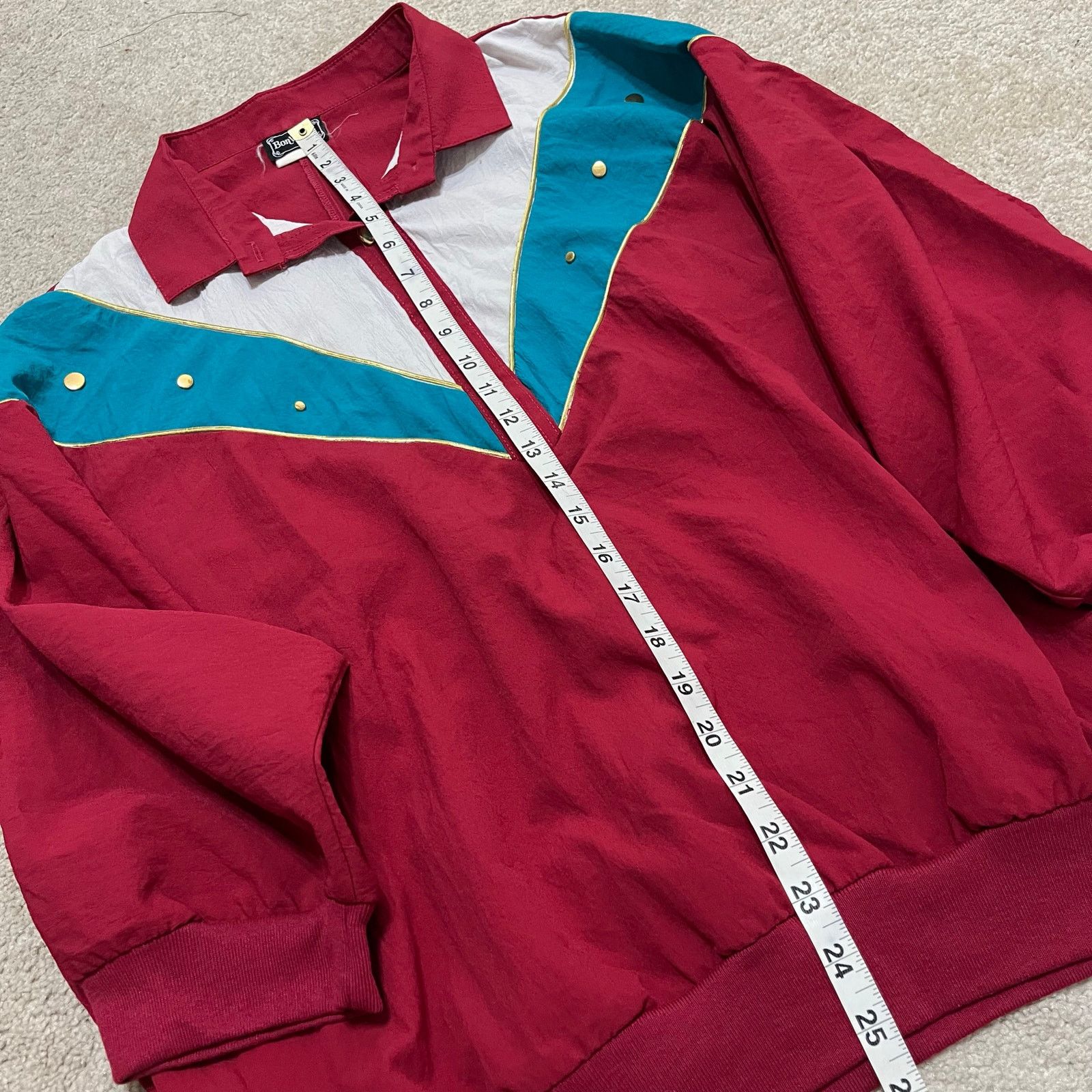 Other Vintage Bonworth Red/Turquoise/White Nylon 3/4 Sleeve Polo Size US XL / EU 56 / 4 - 5 Thumbnail