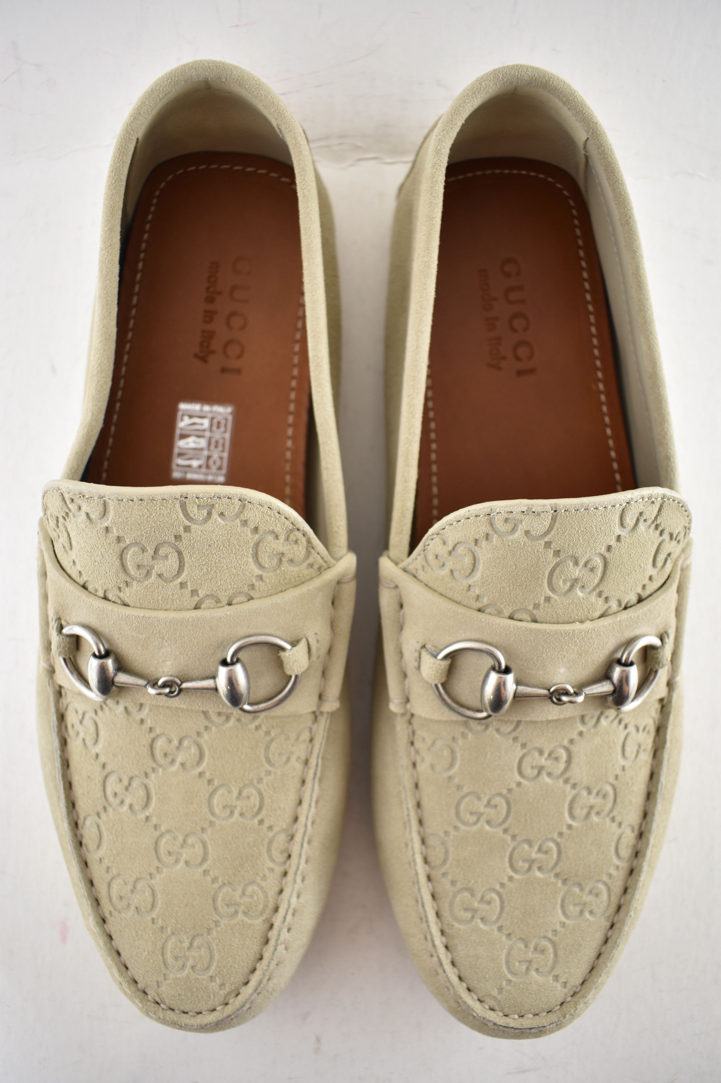 Gucci Gucci Oatmeal Suede Logo Horsebit Driver Loafer G 11 US 12 Size US 12 / EU 45 - 13 Thumbnail