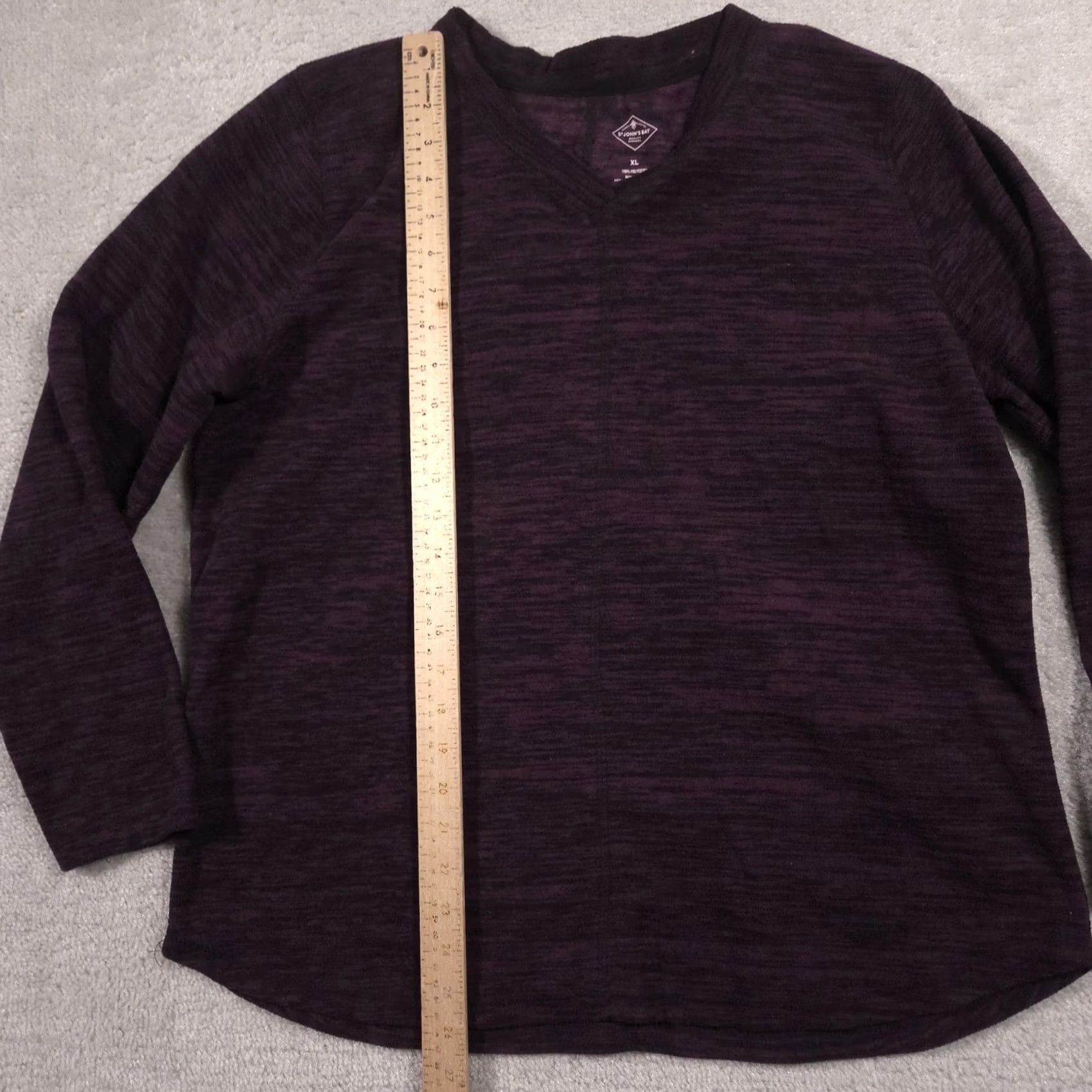 Vintage St. John's Bay Sweater Womens XL Purple Fleece V-Neck Pullover Solid Soft Size XL / US 12-14 / IT 48-50 - 5 Thumbnail