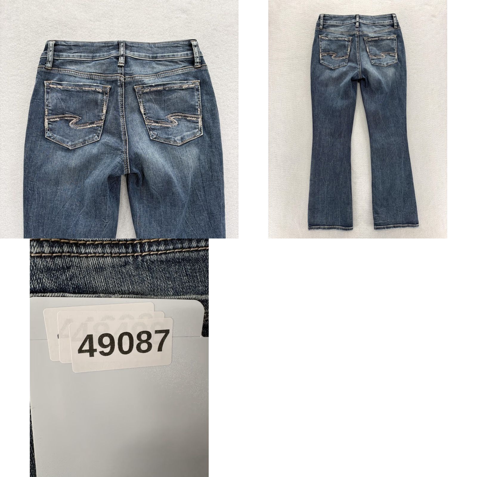 Silver Jeans Co. VINTAGE Silver Jeans Elyse Slim Boot Womens 27x29 Blue Mid Rise Distressed Denim Grunge Size 27" / US 4 / IT 40 - 9 Thumbnail