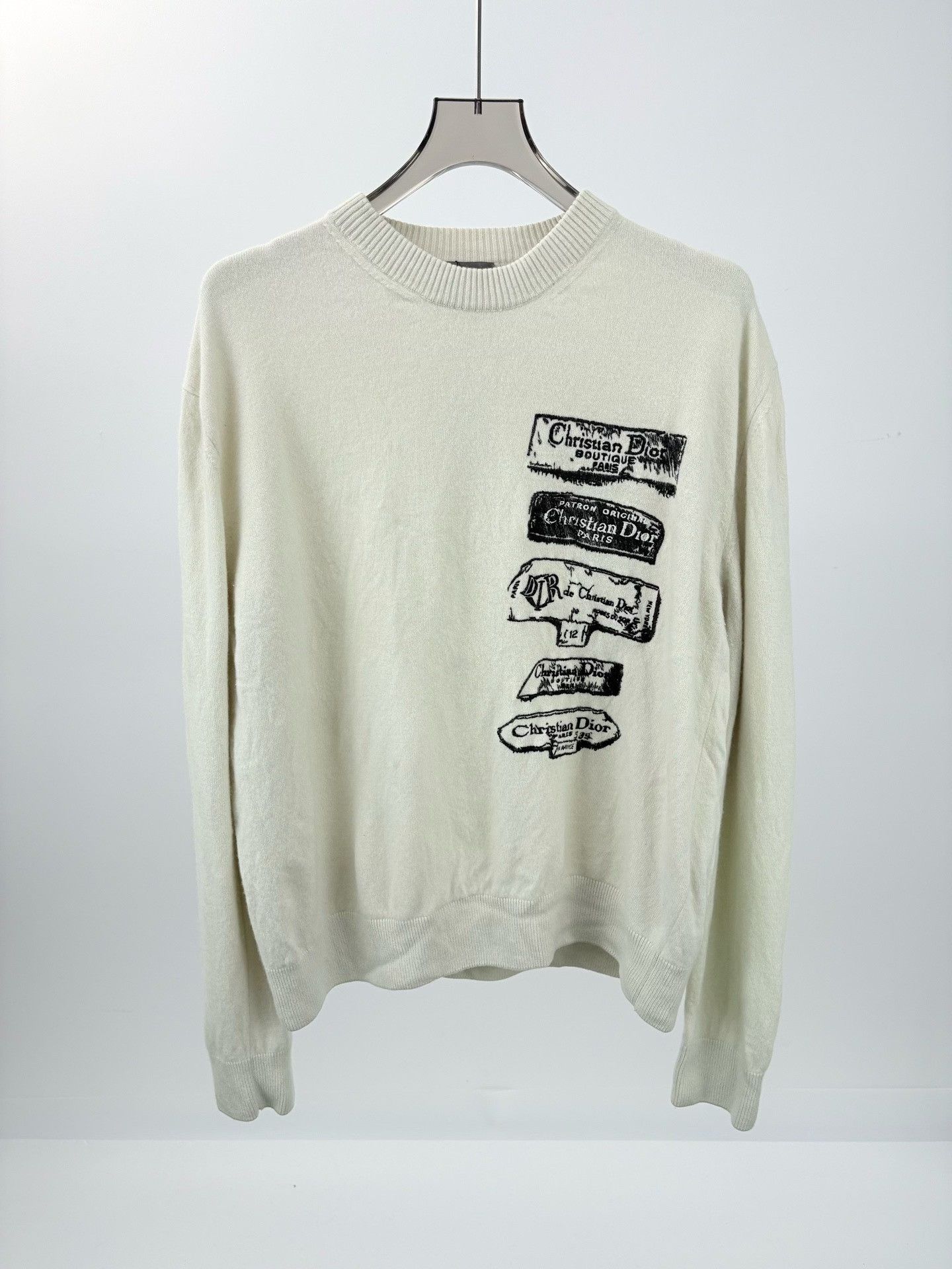 Dior DIOR Logo Embroidered Wool Knit Sweater Size US XL / EU 56 / 4 - 1 Thumbnail