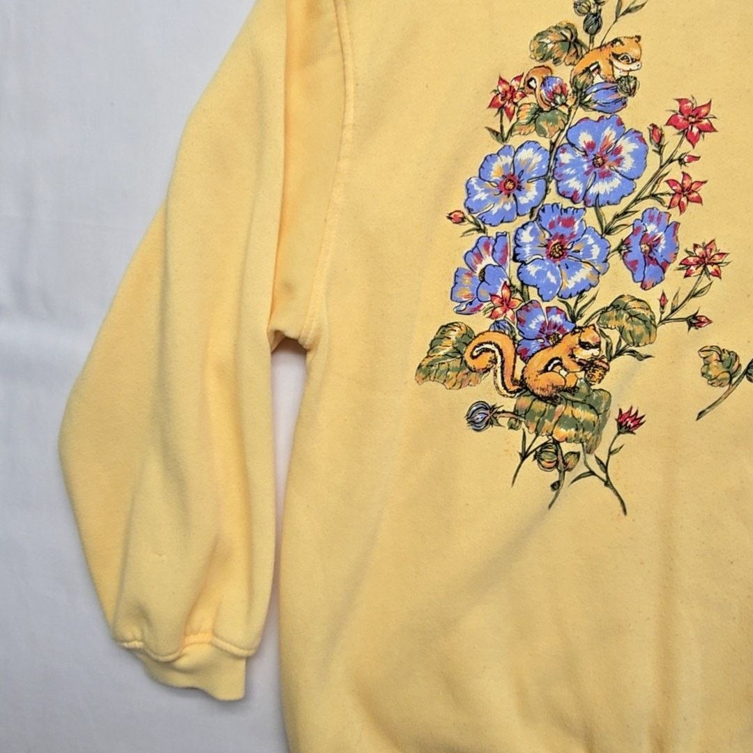 Vintage Vintage Squirrel Spring Floral Sweatshirt Yellow Graphic L Size L / US 10 / IT 46 - 7 Thumbnail