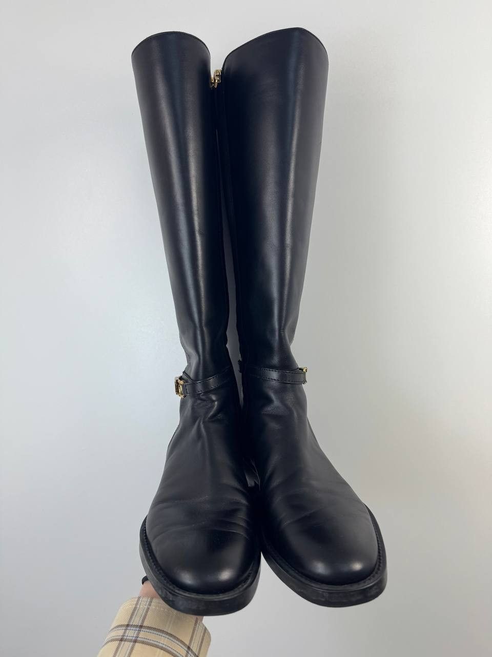 Tod's Tod’s Women’s Leather Riding Boots Black Gold Logo Size 36 Size US 6 / IT 36 - 14 Thumbnail