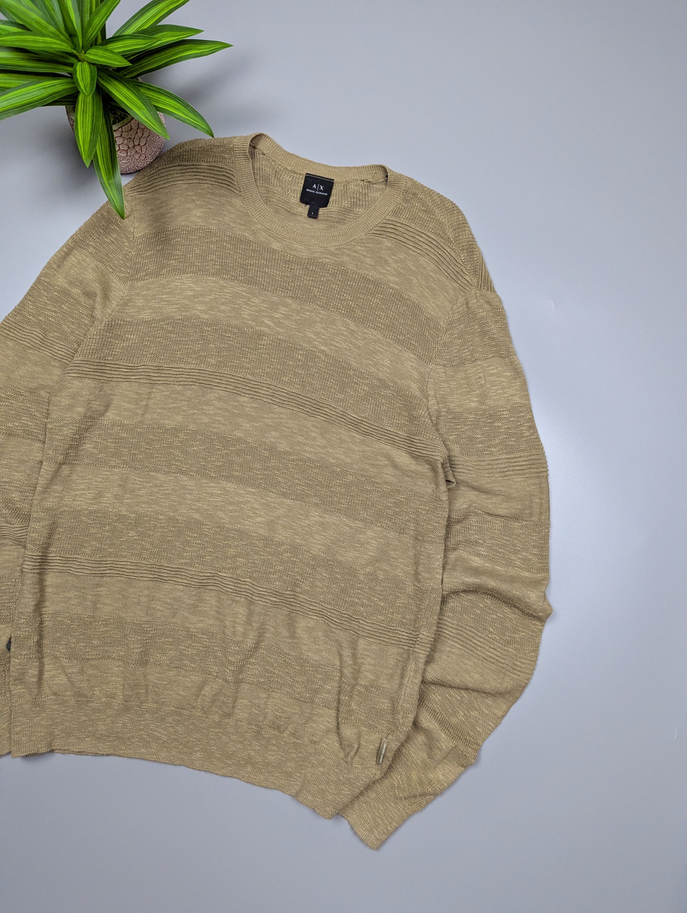 Armani Exchange Armani Exchange Men’s Sweater L Beige Linen Blend Size US L / EU 52-54 / 3 - 3 Thumbnail