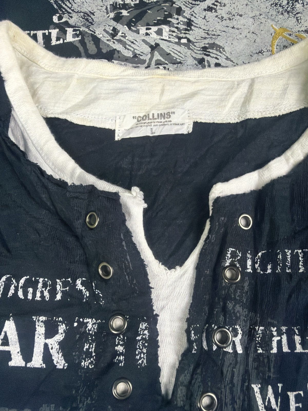 KMRii 2xBundle y2k Double Layer Collins Poem Long Sleeve Size US L / EU 52-54 / 3 - 6 Thumbnail