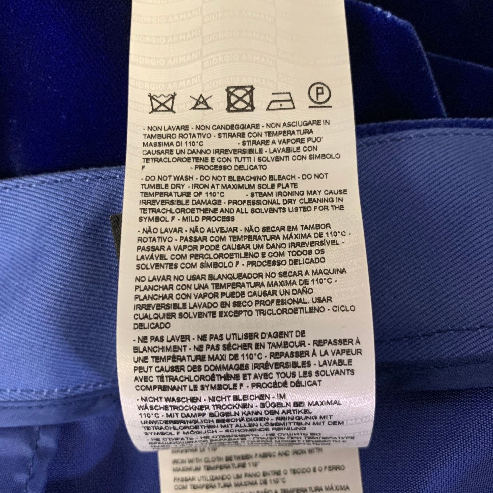 Giorgio Armani GIORGIO ARMANI Size 6 Blue Velvet Viscose Silk Pants Size US 30 / EU 46 - 6 Thumbnail
