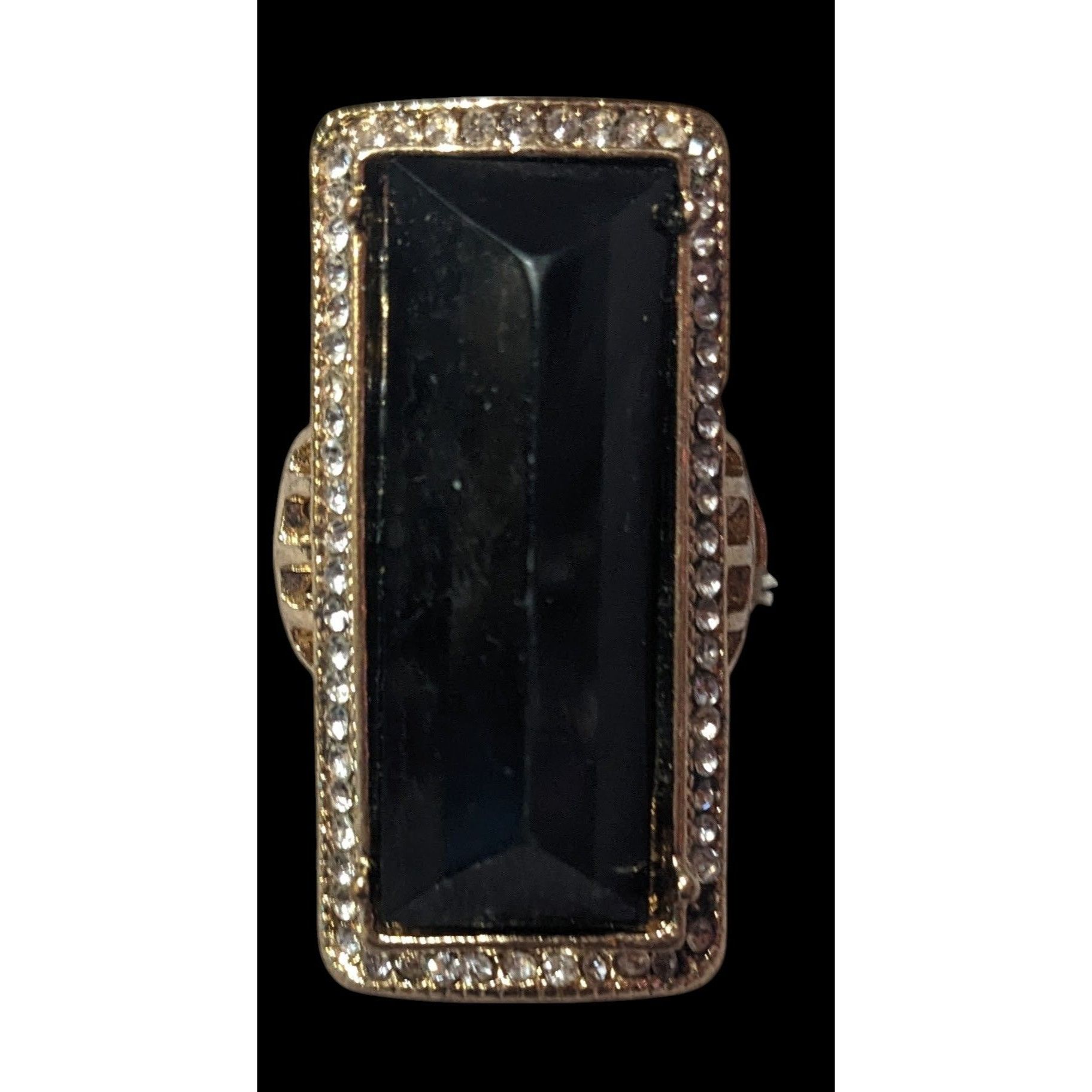 Other Art Deco Style Glam Black And Gold Stretch Statement Ring Si Size ONE SIZE - 1 Thumbnail