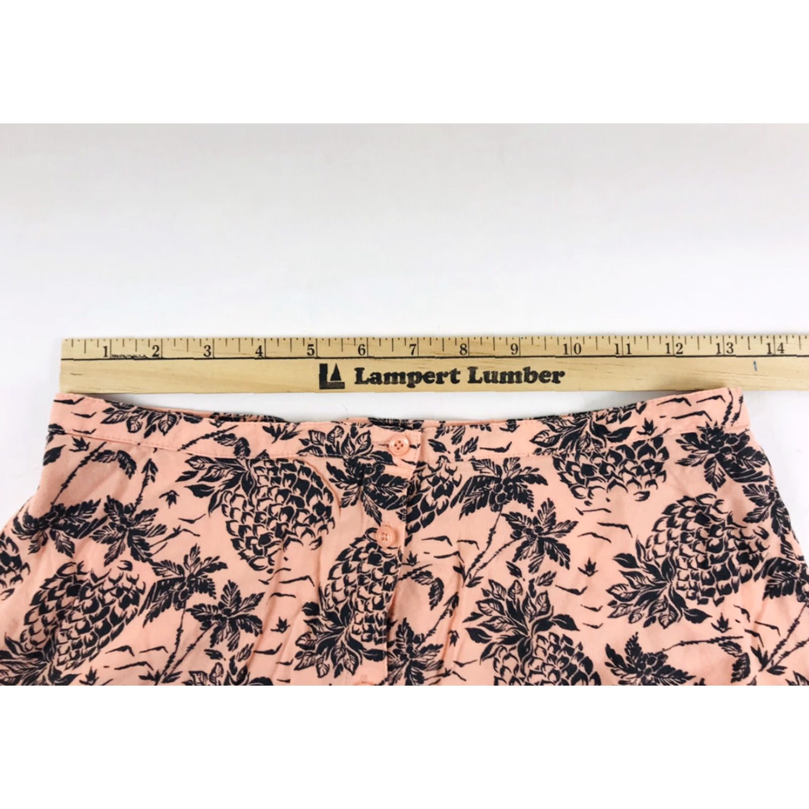 Aeropostale AeroPostale Skirt Women's Size S Peach Pineapple Print Button Front A-Line Short Bohemian Modern Lined Size 28" / US 6 / IT 42 - 4 Thumbnail