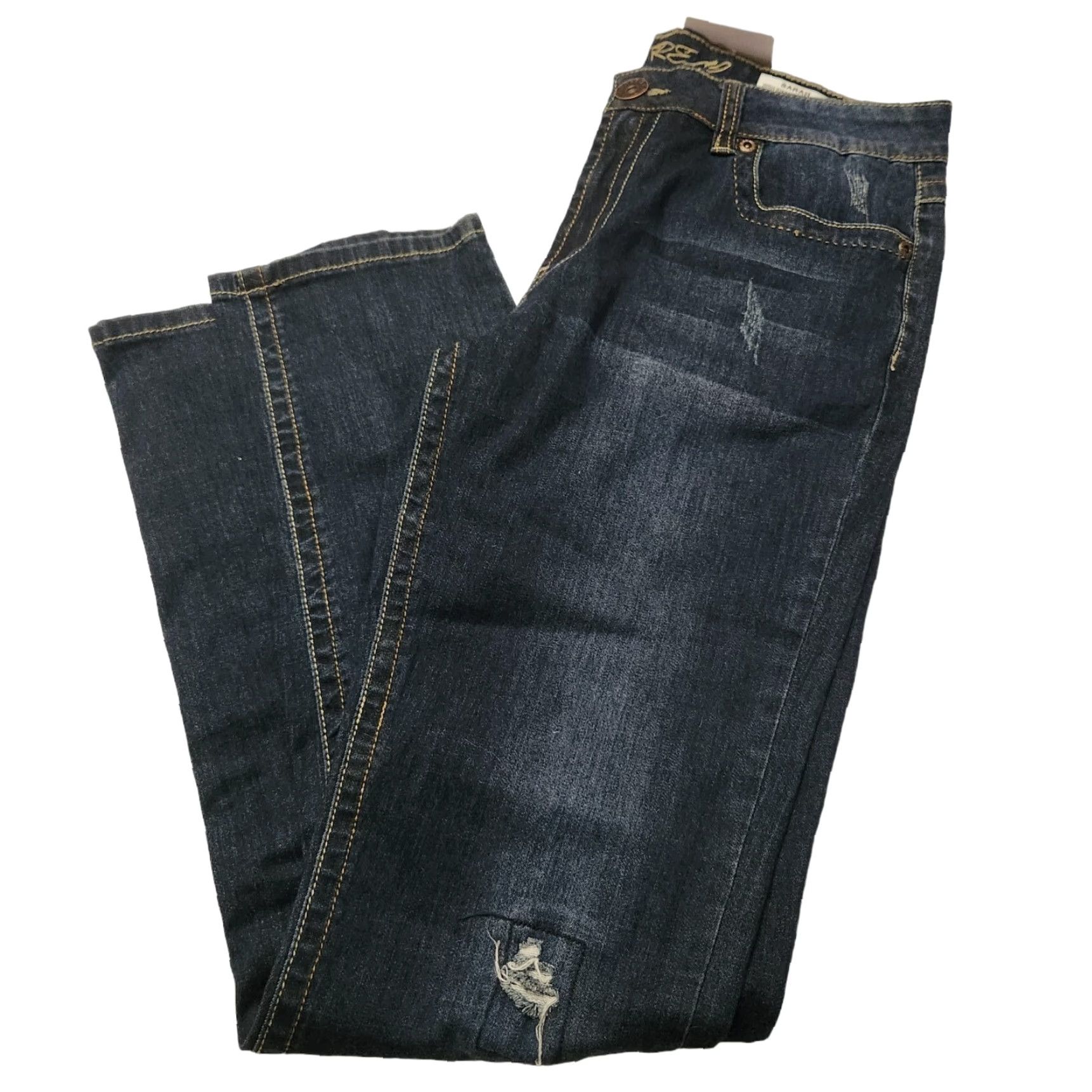 Vintage Carreli Dark Wash Distressed Sarah High Rise Skinny Jeans Sz 34x33 Womens Size 24" / US 00 / IT 34 - 3 Thumbnail