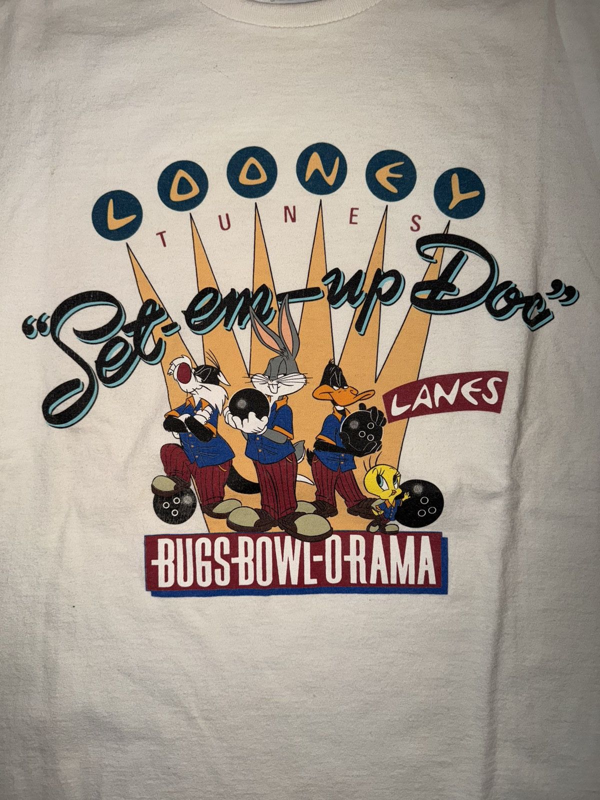 Acme Clothing Vintage 90s Acme Clothing Looney Tunes Bugs Bowl O Rama Tee Size US M / EU 48-50 / 2 - 2 Thumbnail