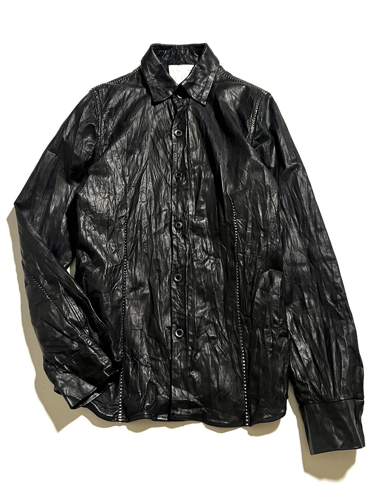 Japanese Brand ONE GRAVITY Black Goatskin Shirt Jacket White Stitching Size US S / EU 44-46 / 1 - 1 Thumbnail