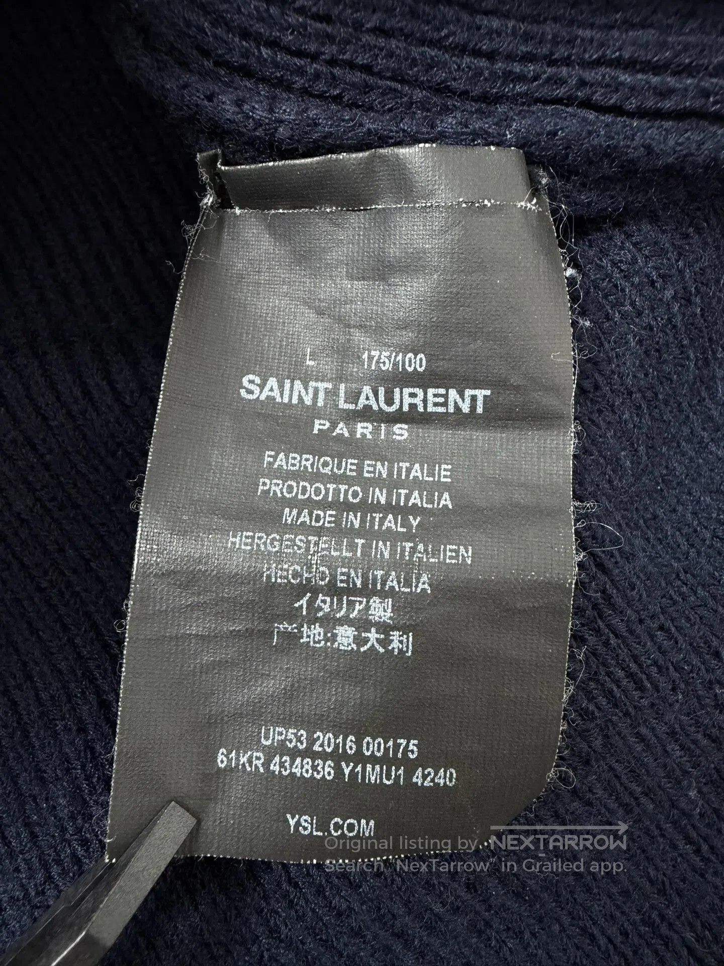 Saint Laurent Paris Saint Laurent Navy Wool Knit Sweater. Size US L / EU 52-54 / 3 - 5 Thumbnail