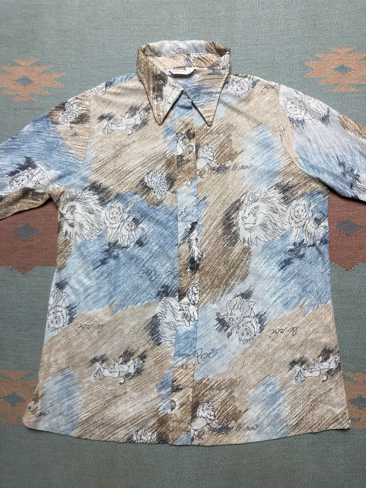 Vintage Vintage 70s disco shirt abstract lion dagger collar small Size US S / EU 44-46 / 1 - 2 Thumbnail