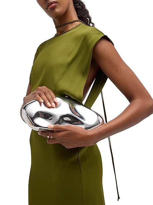 Cult Gaia os11x0326 Size: OS / Caldera Metallic Clutch Bag in Silver Size ONE SIZE - 2 Thumbnail
