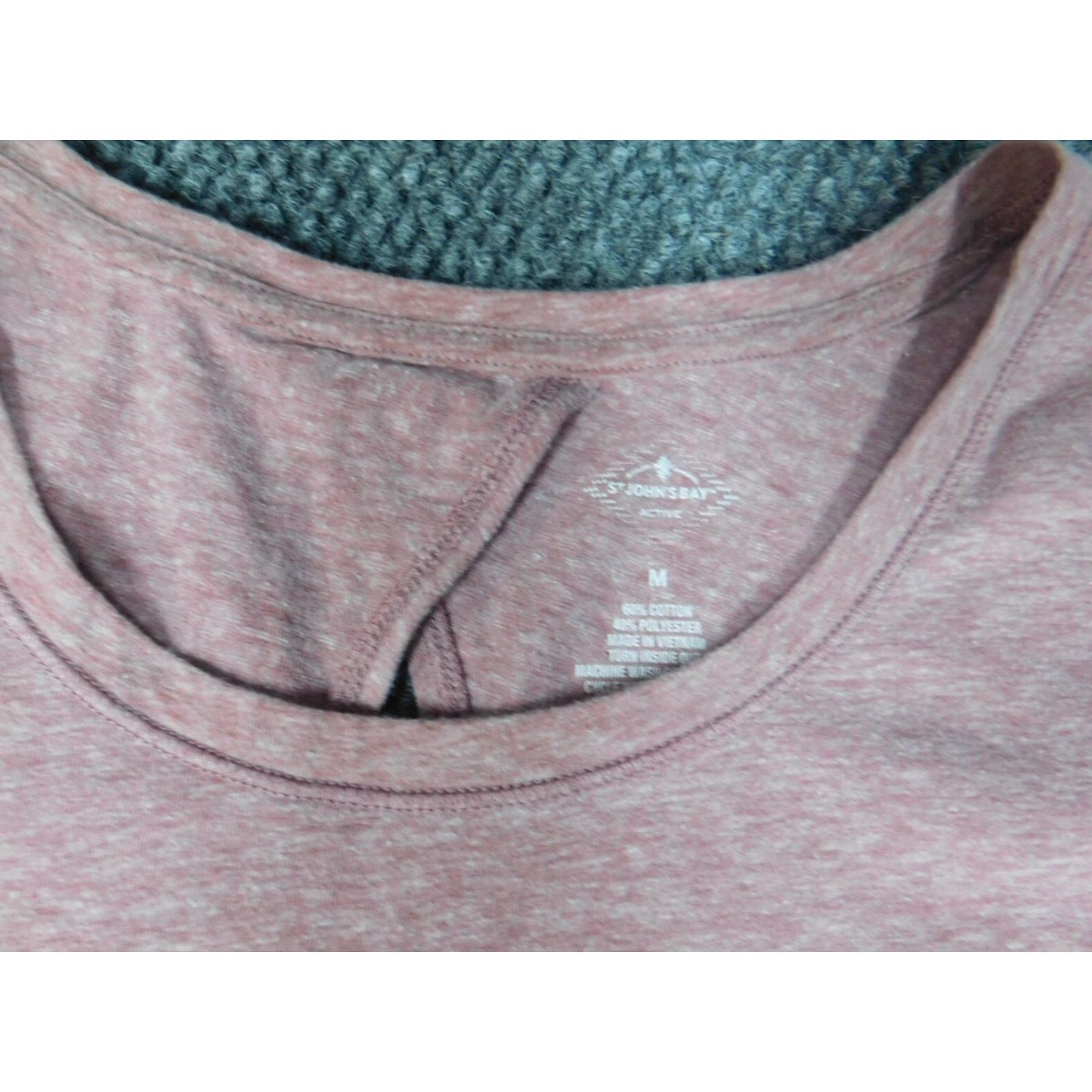 Vintage St. John's Bay Blouse Womens M Pink Short Sleeve Crew Neck California Stretch Solid Regular Highlight Button Casual Shirt Size M / US 6-8 / IT 42-44 - 3 Thumbnail