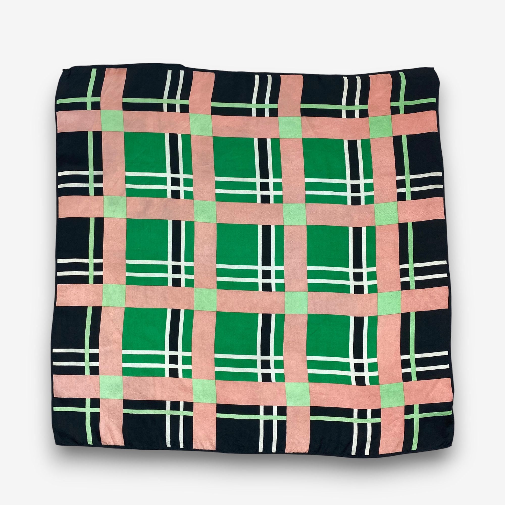 Japanese Brand Vintage Plaid SILK Scarf Twill Stole Wraps Scarves Size ONE SIZE - 2 Thumbnail