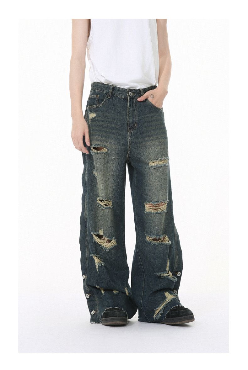Japanese Brand American street style heavy-duty washed ripped jeans Size US 32 / EU 48 - 1 Thumbnail
