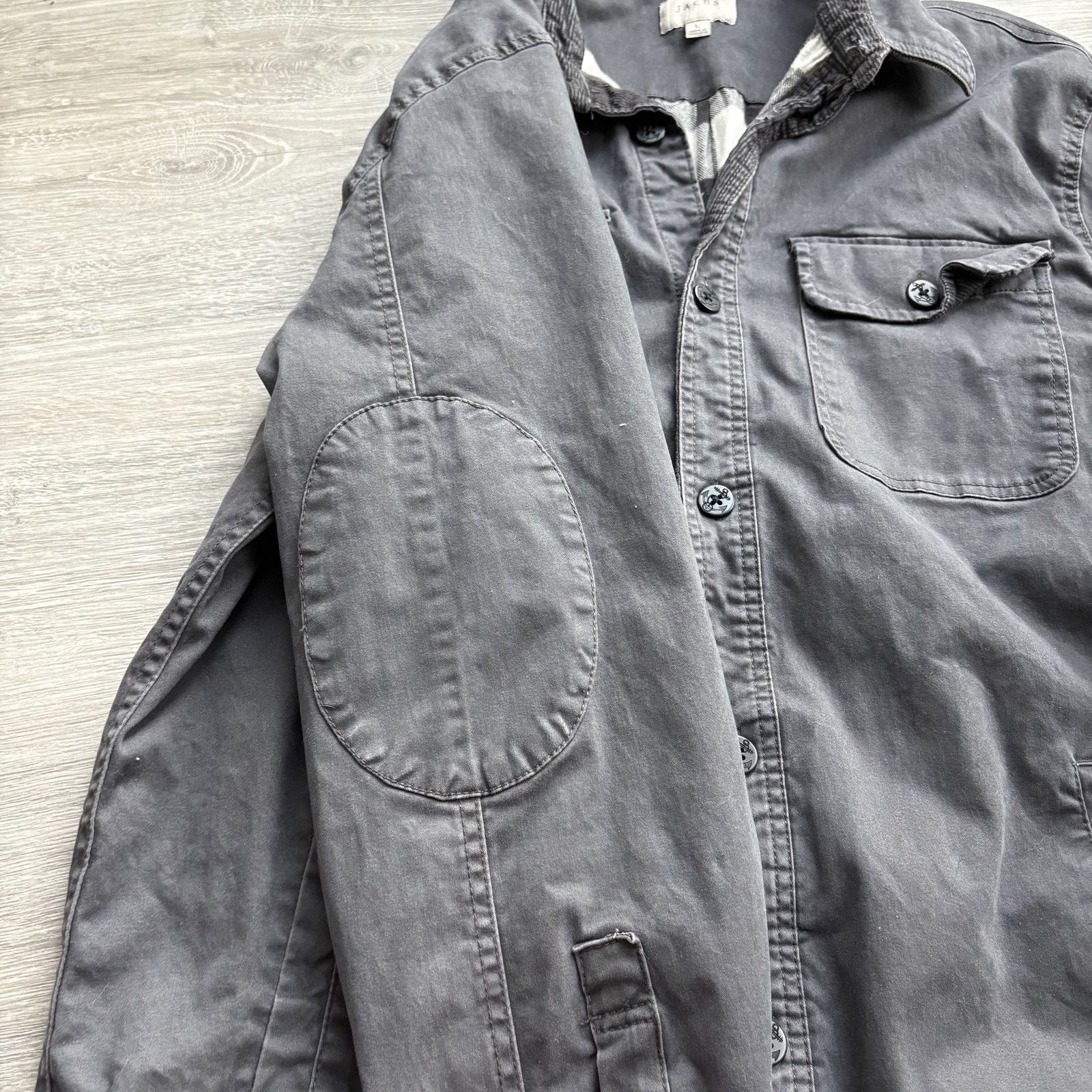 JACHS NY JACHS Men's L Gray Flannel Lined Shirt Jacket Elbow Patches Size US L / EU 52-54 / 3 - 10 Thumbnail