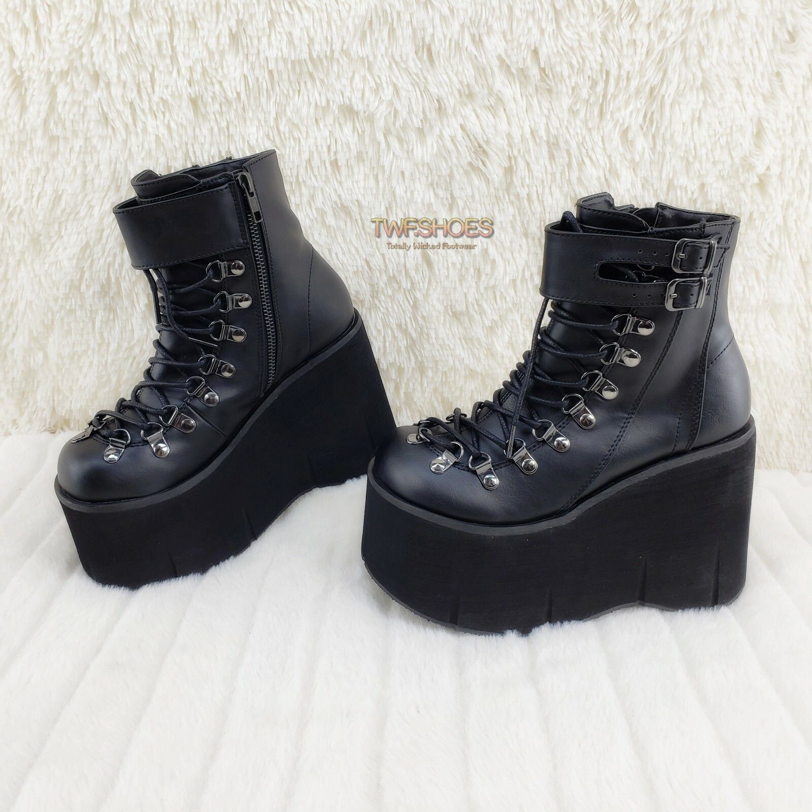 Demonia Cult DEMONIA Kera 21 Black Ankle Boot 4.5" Platform Cuff Straps G Size US 6 / IT 36 - 8 Thumbnail