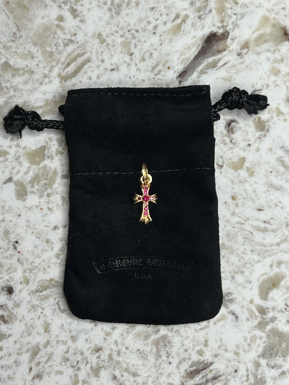 Chrome Hearts Baby Fat 22k Solid Gold With Rubies Pendant