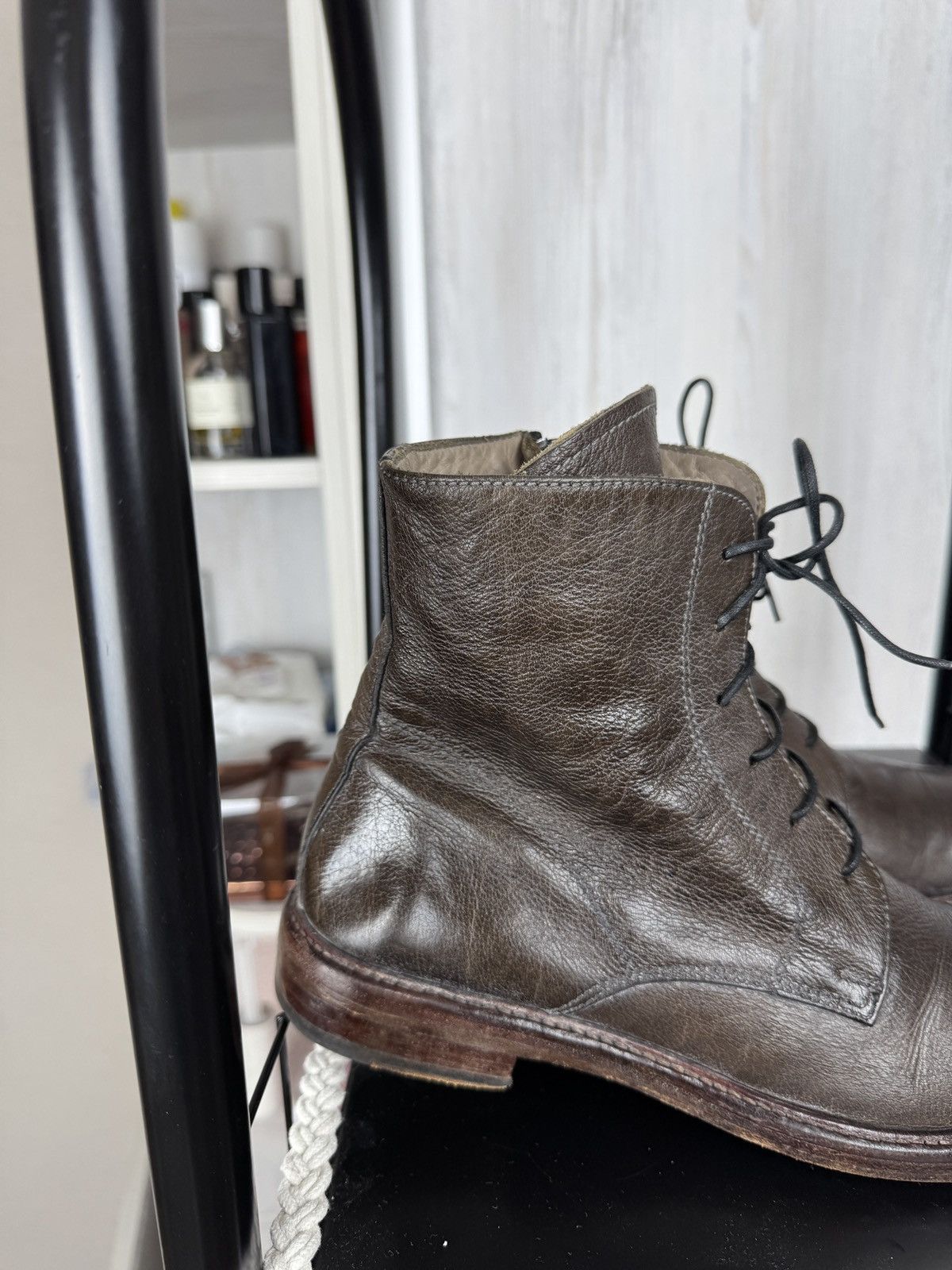 MoMA Moma Leather Laces Zipper Brown Ankle Boot Size US8 EU38 Size US 8 / IT 38 - 3 Thumbnail