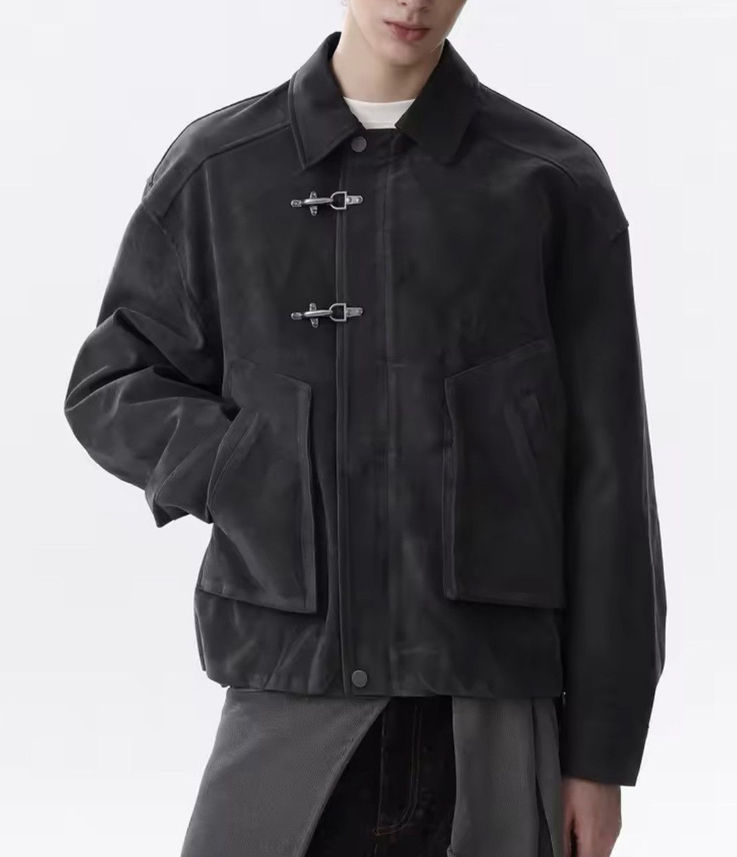 Japanese Brand Suede-Effect PU Leather Trucker Jacket – Boxy Minimalist Size US M / EU 48-50 / 2 - 5 Thumbnail