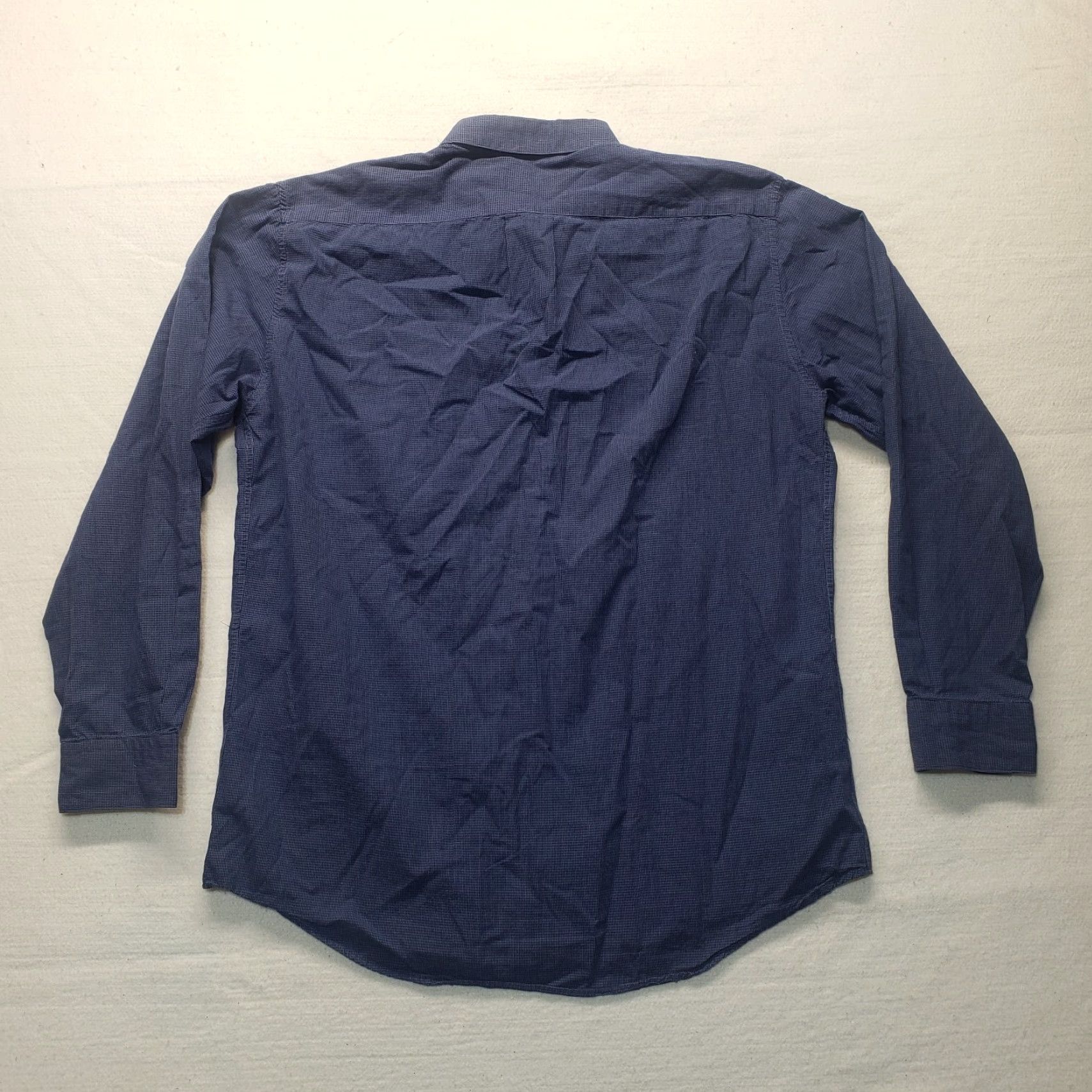 Perry Ellis Perry Ellis Blue Long Sleeve Button Up Shirt Adult Men Size 16 Color Blue 100% Cotton Button-Up Shirt Mens Regular Long Sleeve Check Size US L / EU 52-54 / 3 - 6 Thumbnail