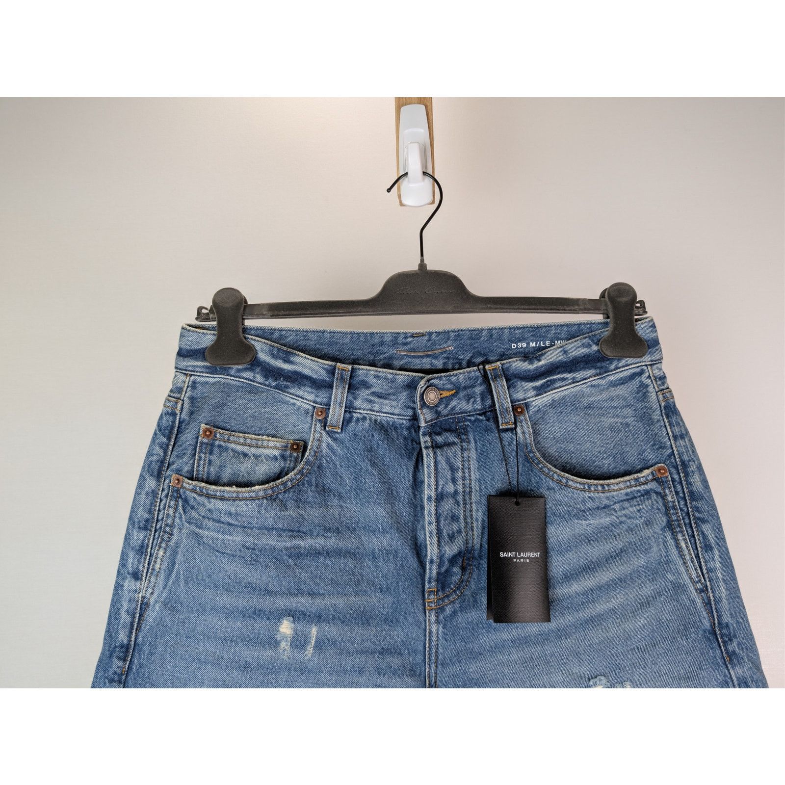 Saint Laurent Paris o1rshd1 Long Extreme Baggy Globe Sky Denim Jeans in Blue Size US 34 / EU 50 - 3 Thumbnail