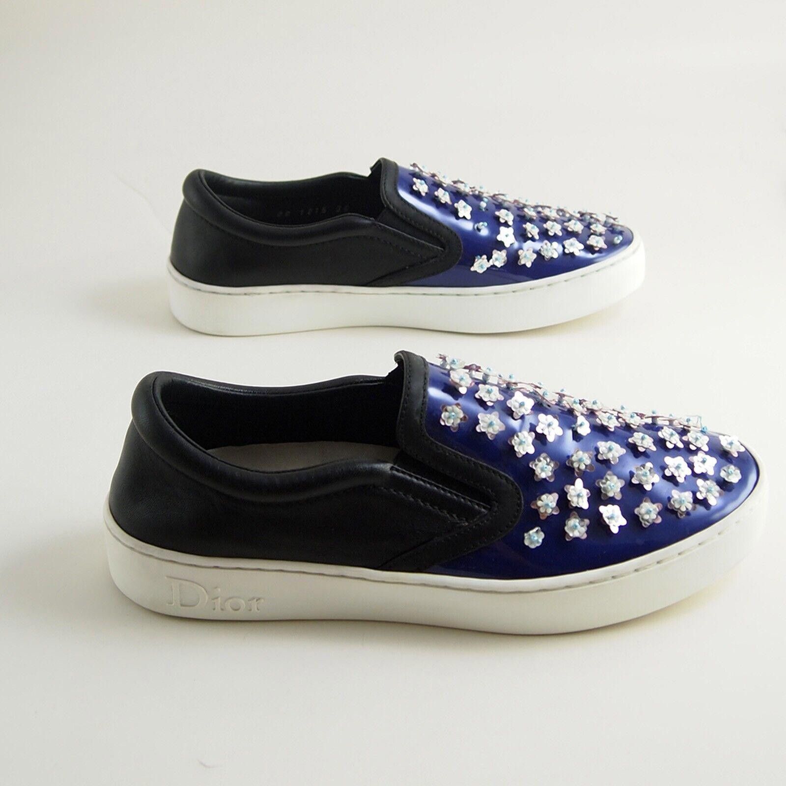 Dior Dior Slip Ons Sneakers Beaded Blue Patent Leather US 6 EU 36 Size US 6 / IT 36 - 6 Thumbnail