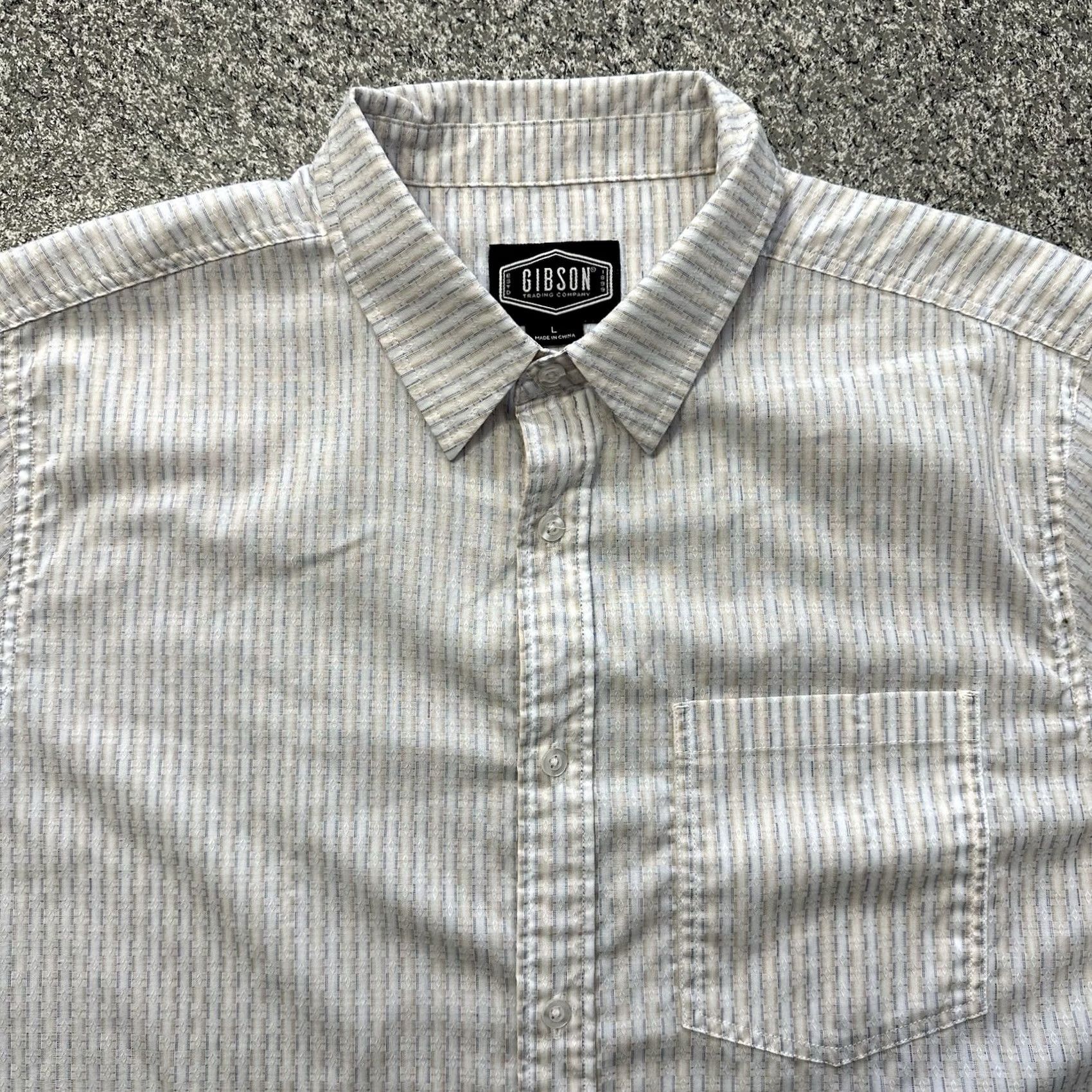 Vintage Gibson Trading Co Shirt Mens L Short Sleeve Button Up Striped Textured Western Size US L / EU 52-54 / 3 - 3 Thumbnail