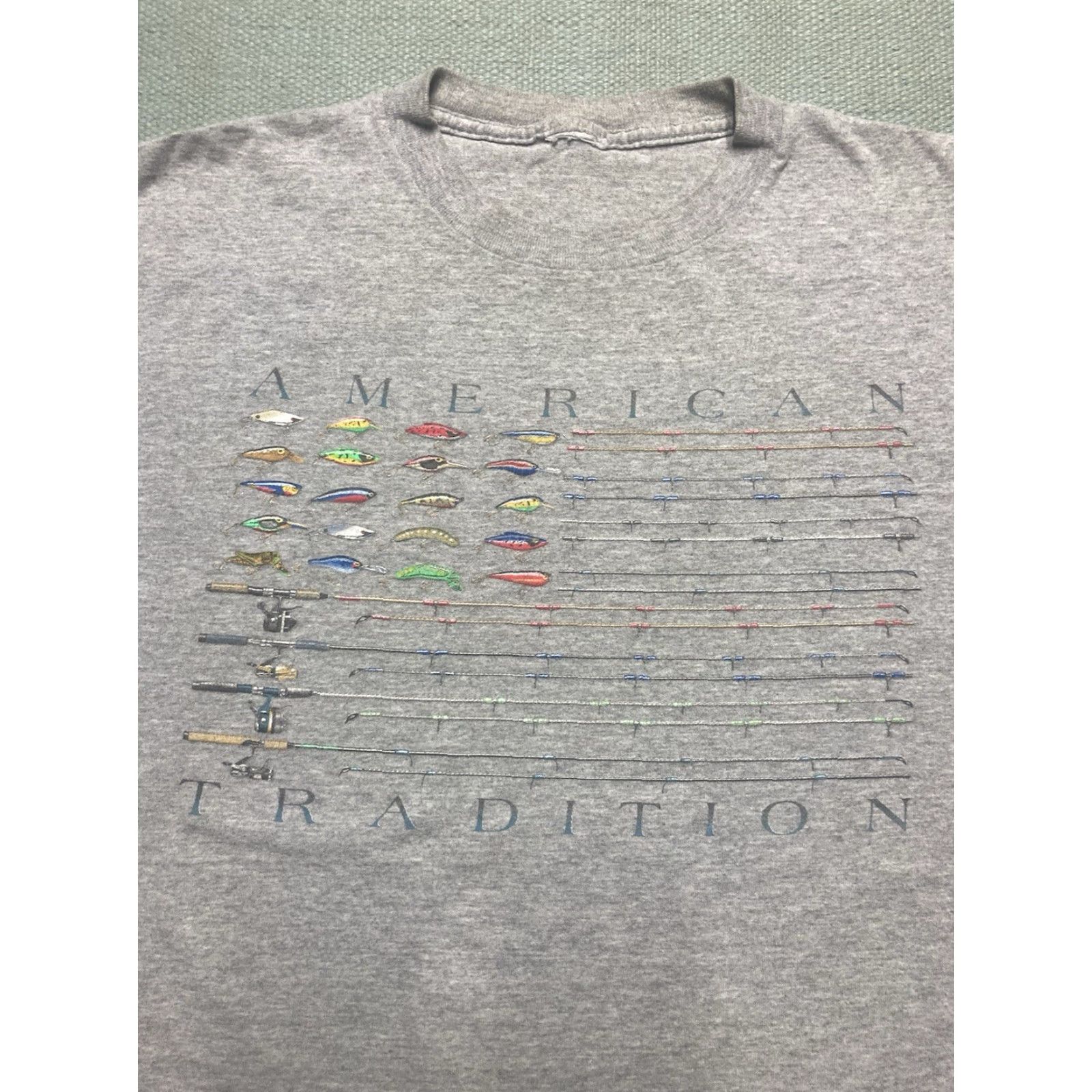 Vintage VINTAGE American Tradition T-Shirt Fish Graphic Men XL Gray Size US XL / EU 56 / 4 - 2 Thumbnail